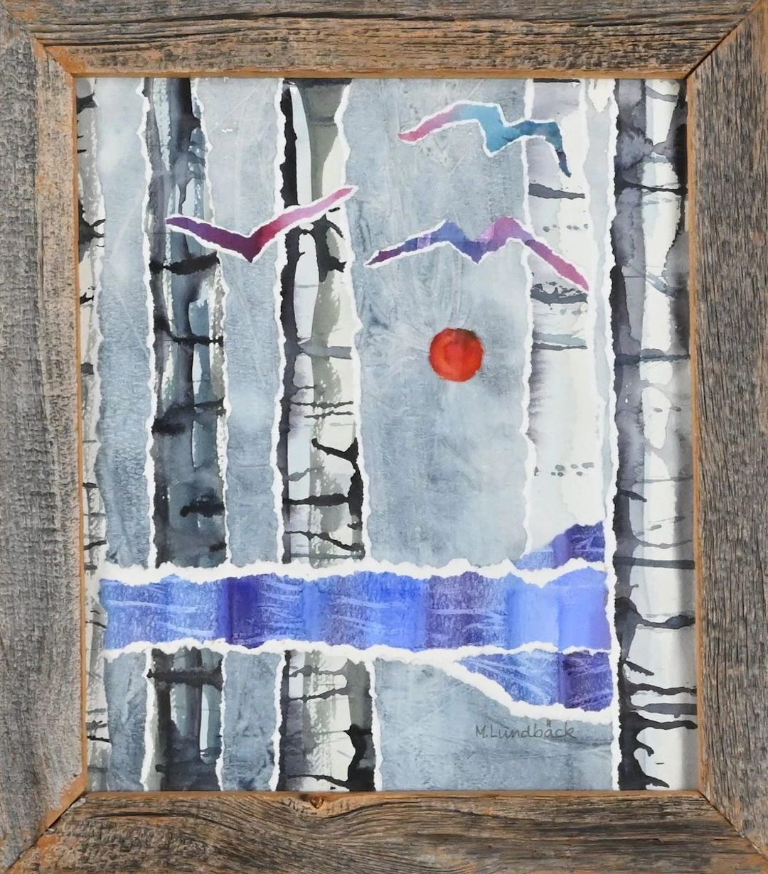 Akvarell / collage, M Lundbäck