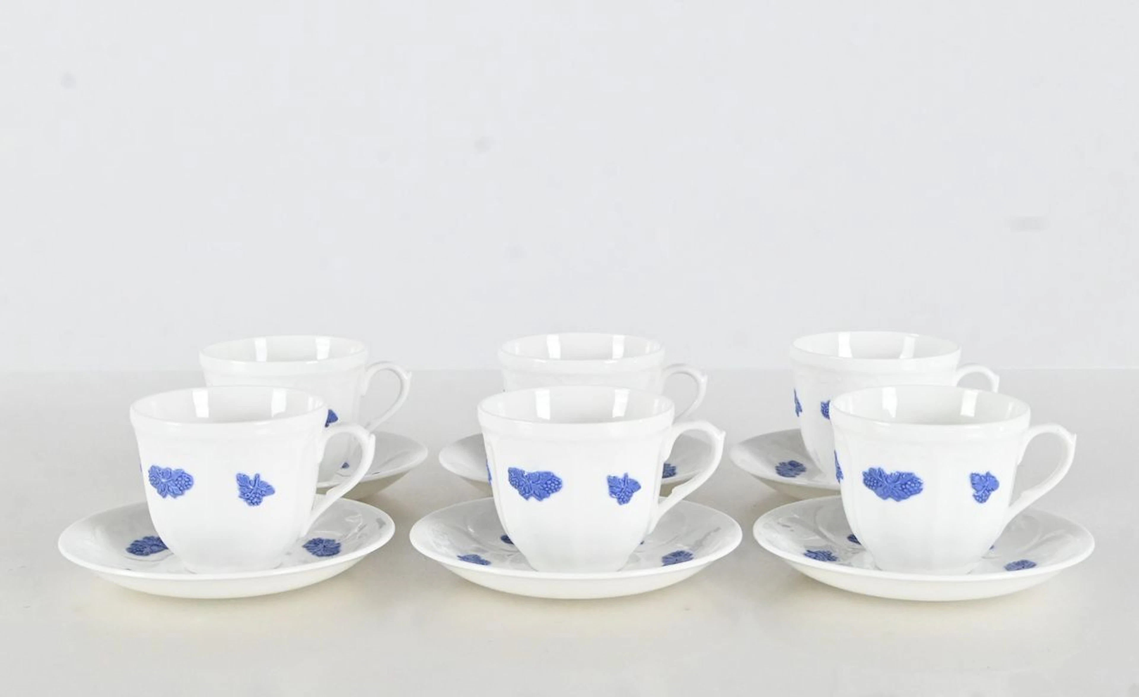 6 Kaffekoppar "Blå blom", Gustavsberg