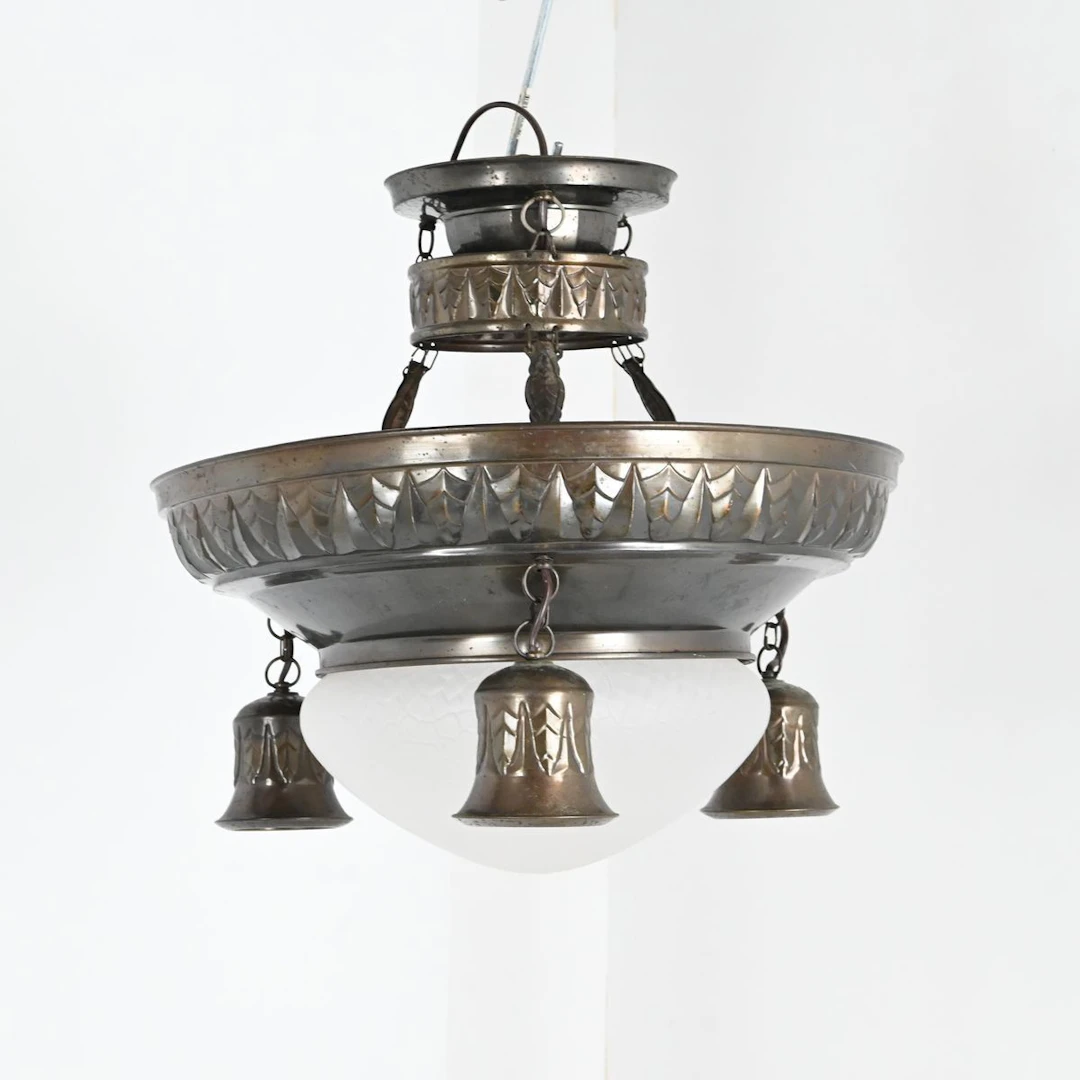 Taklampa, koppar och glas, Jugend, 1900 talets början