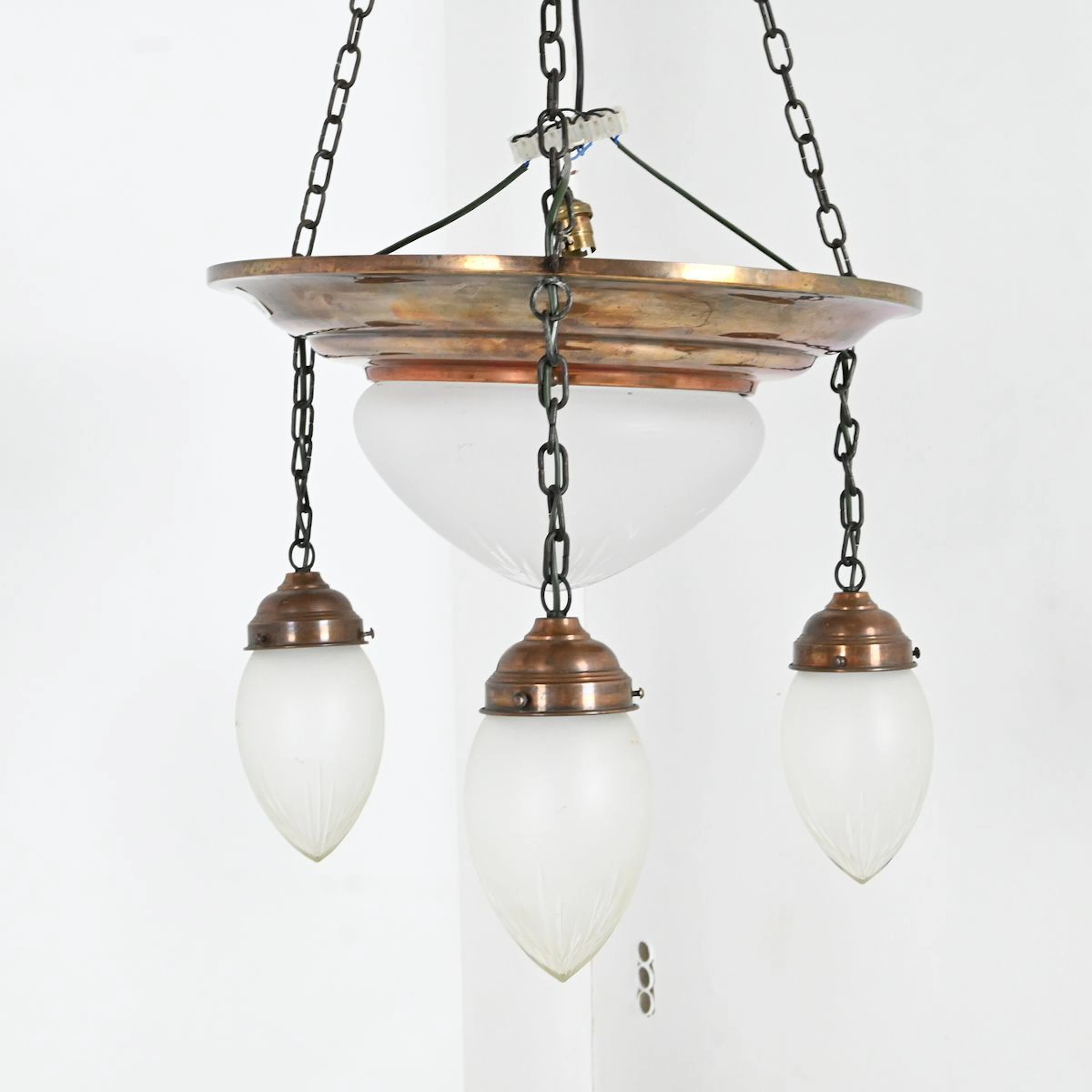 Taklampa, koppar och glas, Jugend, 1900 talets början