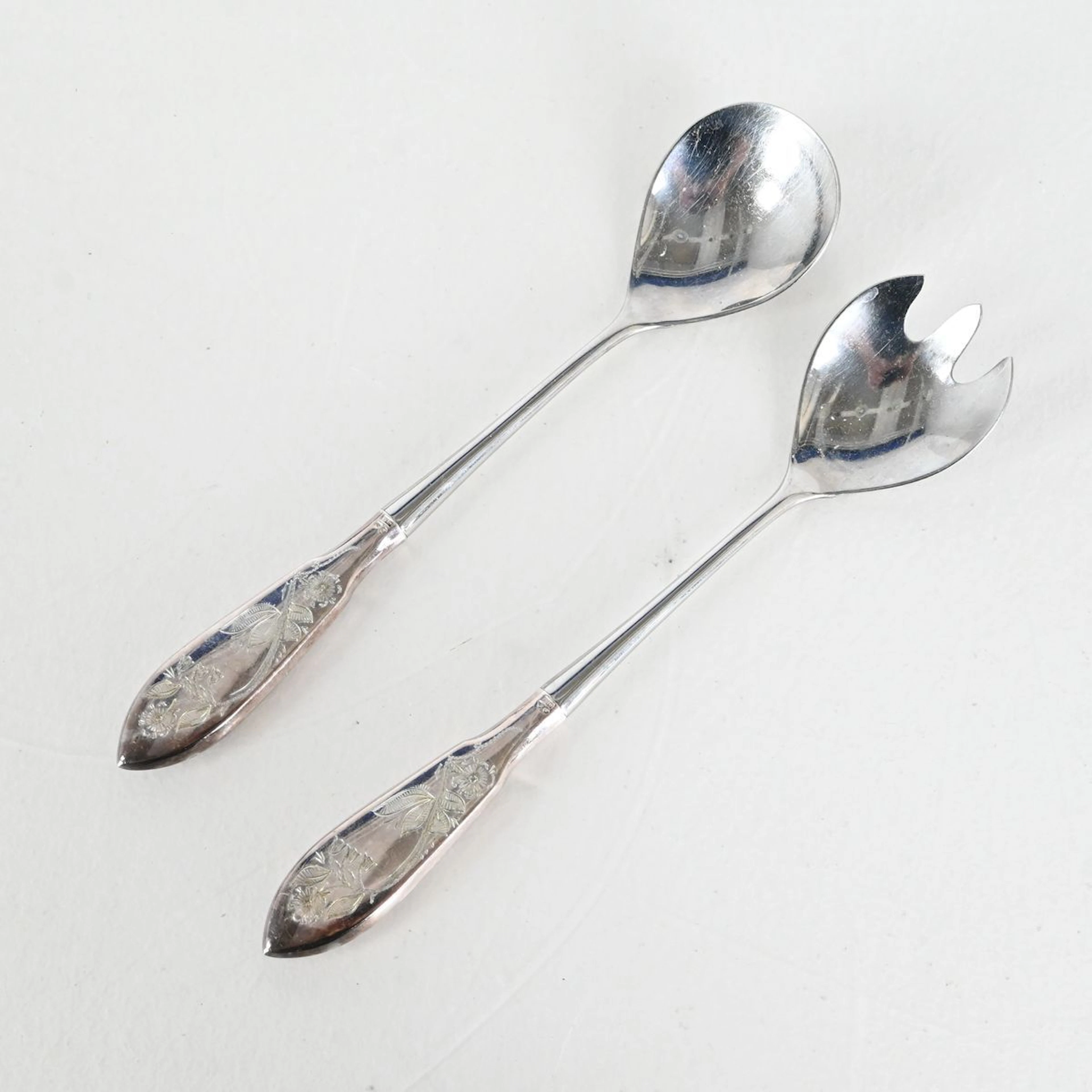 Salladsbestick, 1 par, Tornedal / Finnmyrten, Silver, COP Haparanda