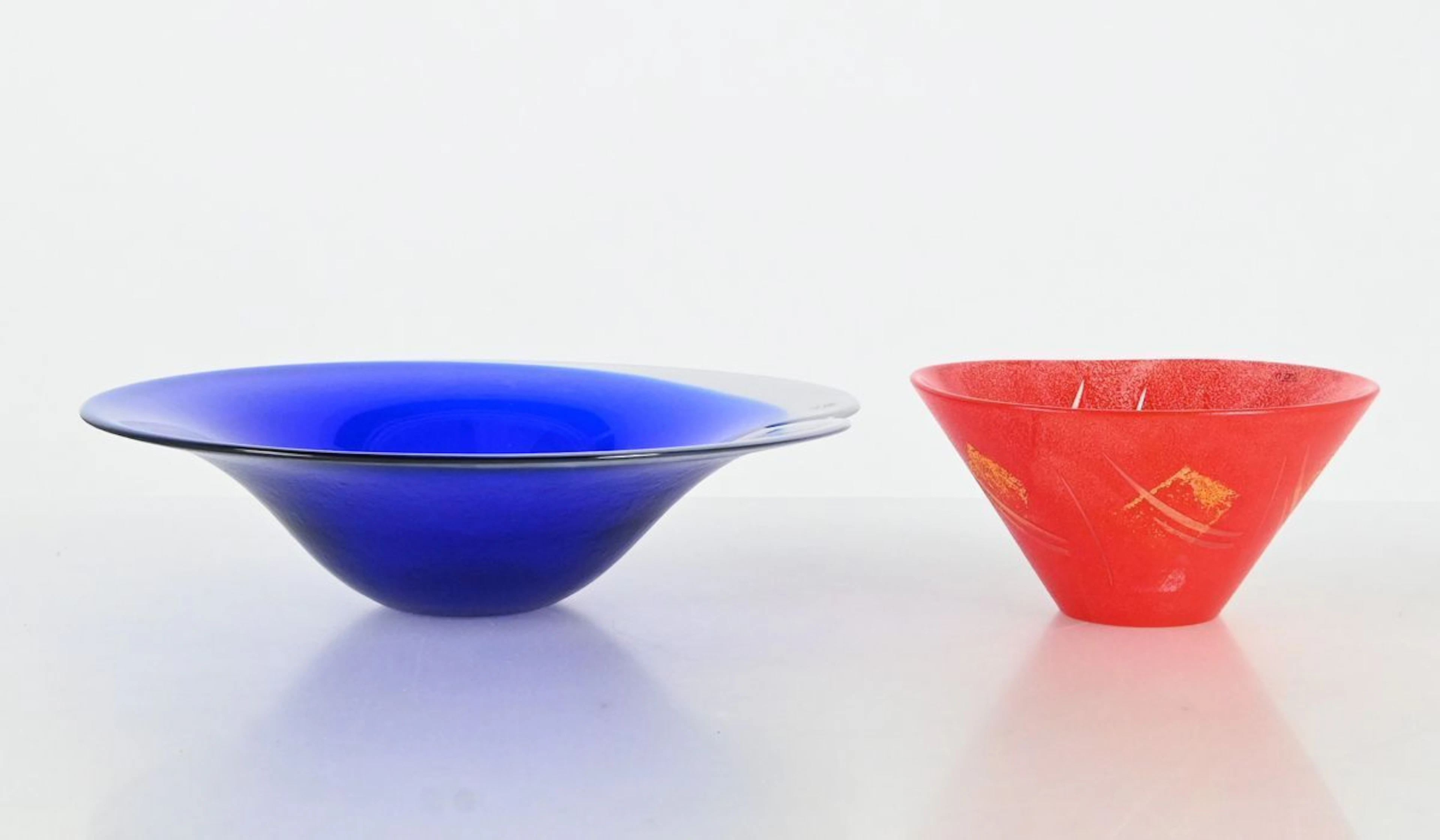 Konstglasskålar, 2 st, Mats Jonasson, Nybro