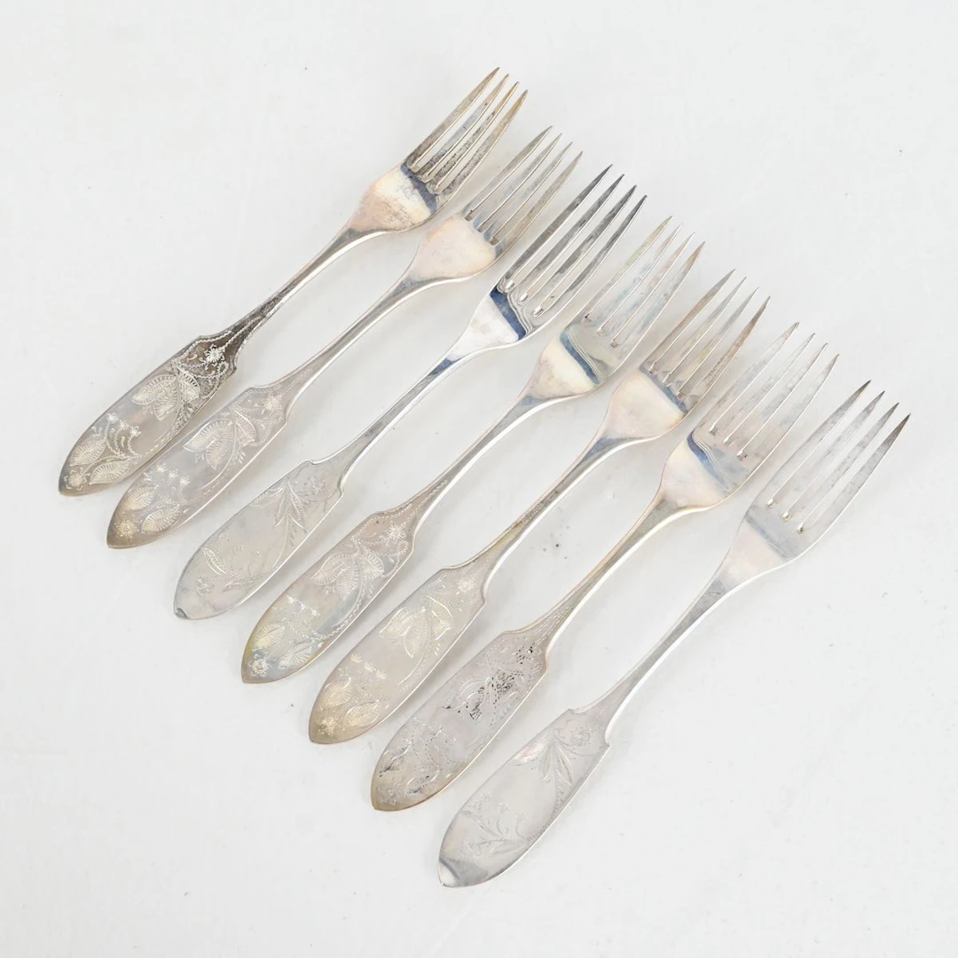 Gafflar, 7 st, Tornedal / finnmyrten, silver