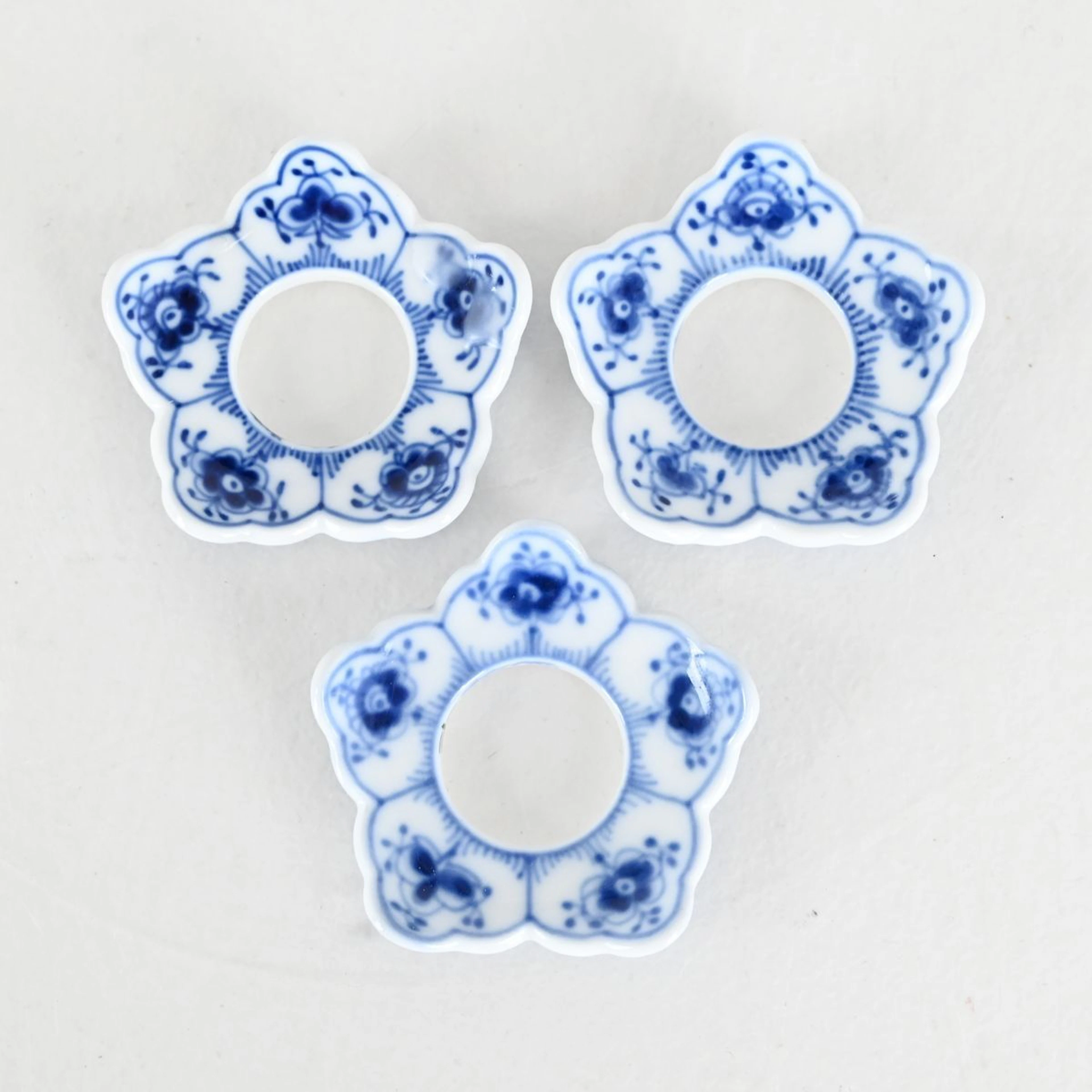 Ljusmanschetter, 3 st, Musslemalet, Royal Copenhagen, Danmark