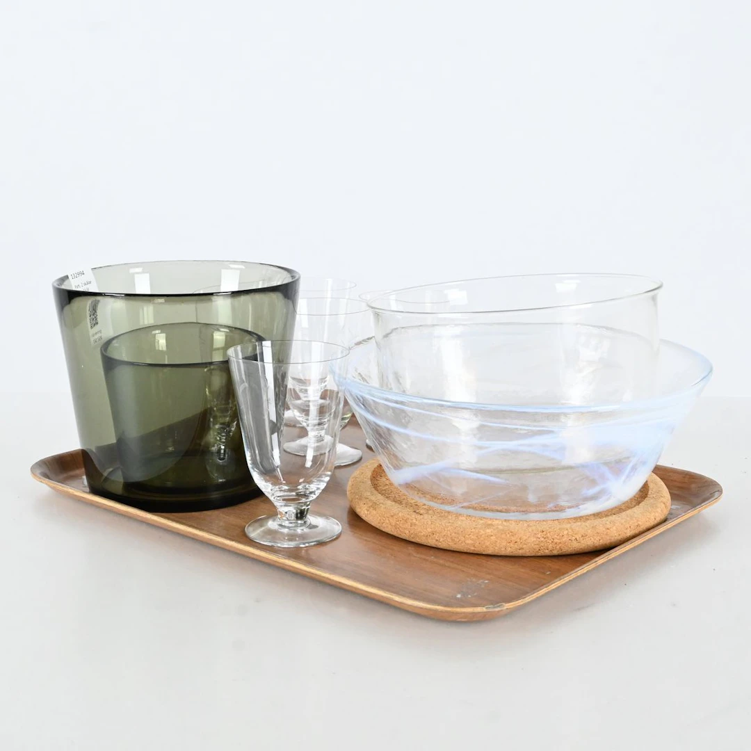Parti, 2 skålar Fuga, Skål UHV, skål Boda Nova, 5 glas