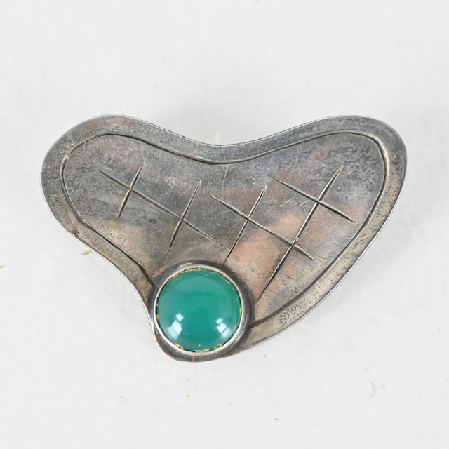 Gussi, Brosch, Silver med grön sten, 1956
