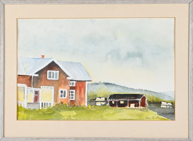Elis Aidanpää, akvarell "Lahenperä - Kurravaara"