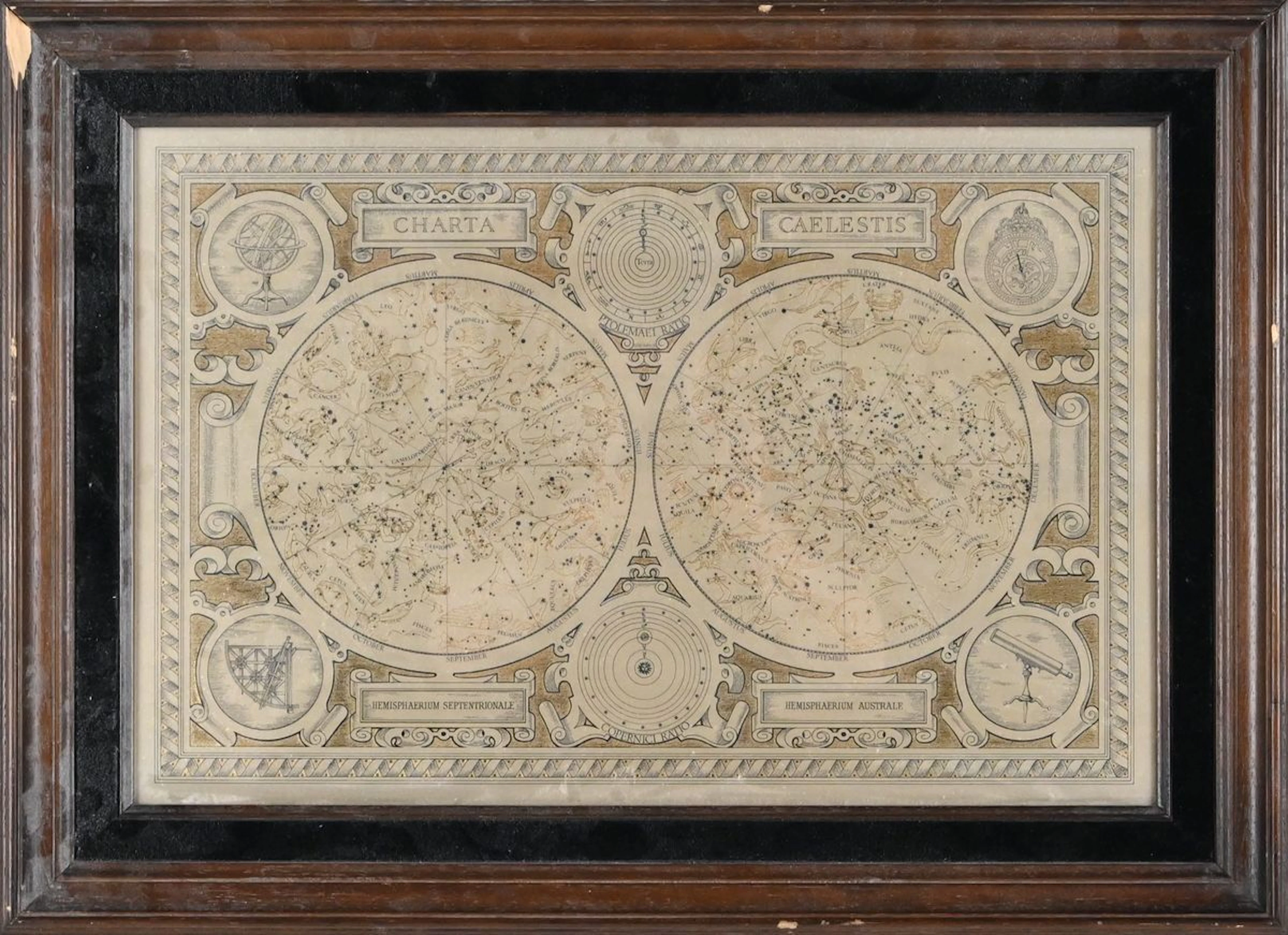 Tavla "Charta Cealestis", silverpläterad, Franklin mint
