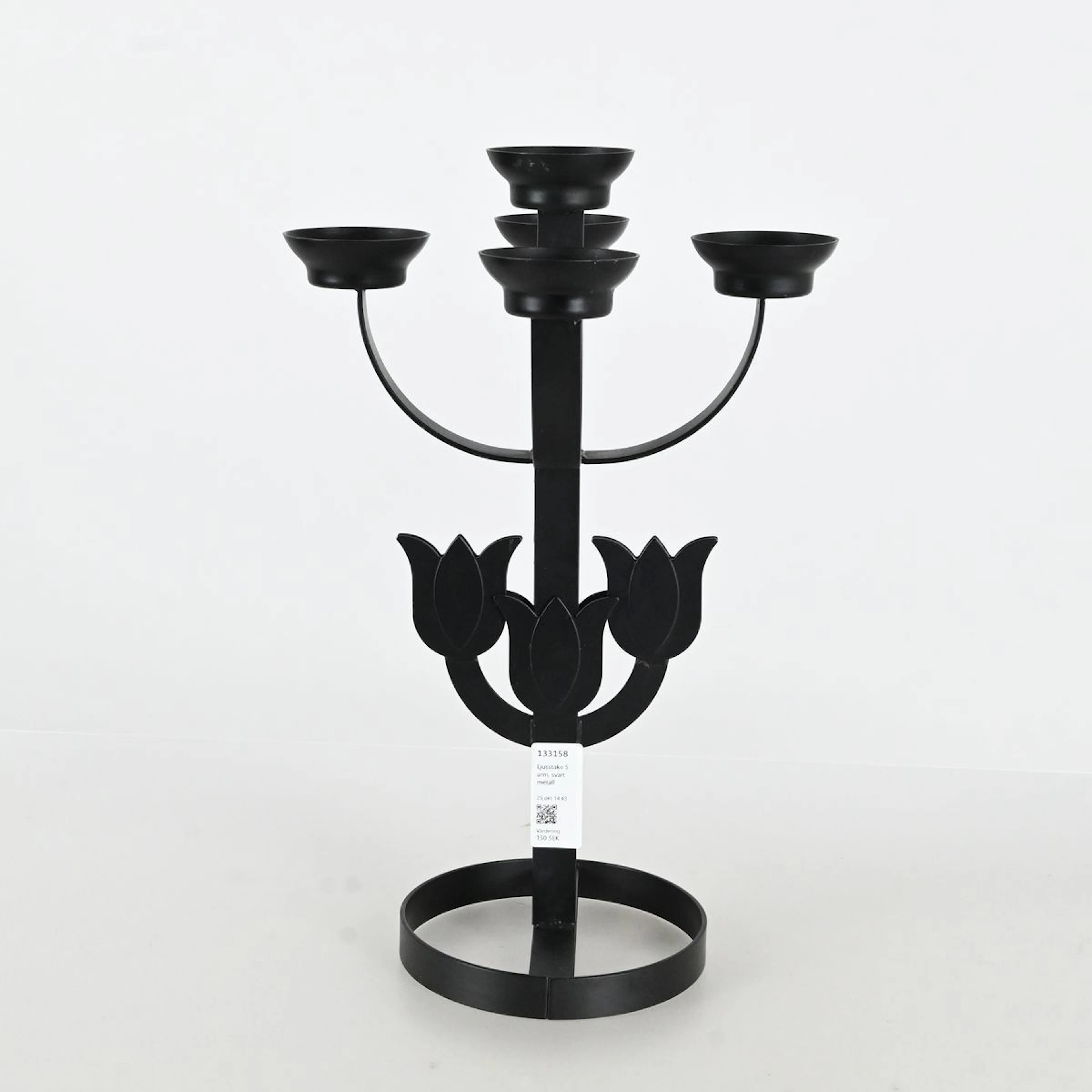 Ljusstake 5 arm, svart metall