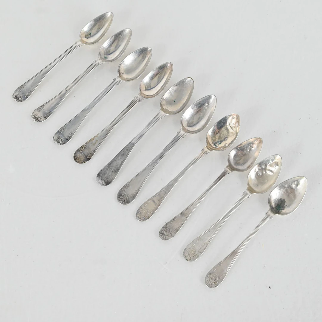 Skedar "Franska Liljan", 10 st, Silver, 1800 tal