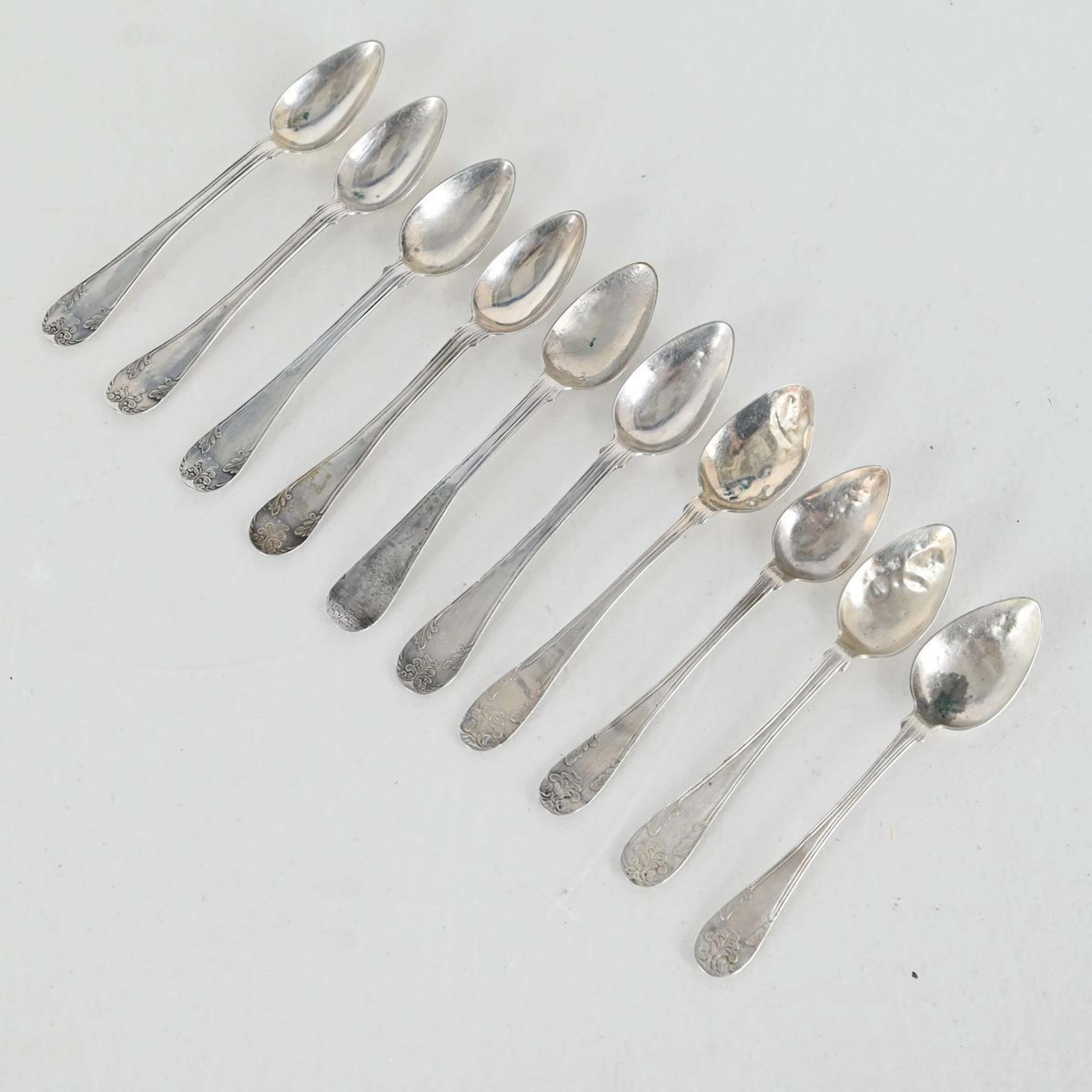 Skedar "Franska Liljan", 10 st, Silver, 1800 tal