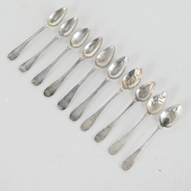 Skedar "Franska Liljan", 10 st, Silver, 1800 tal