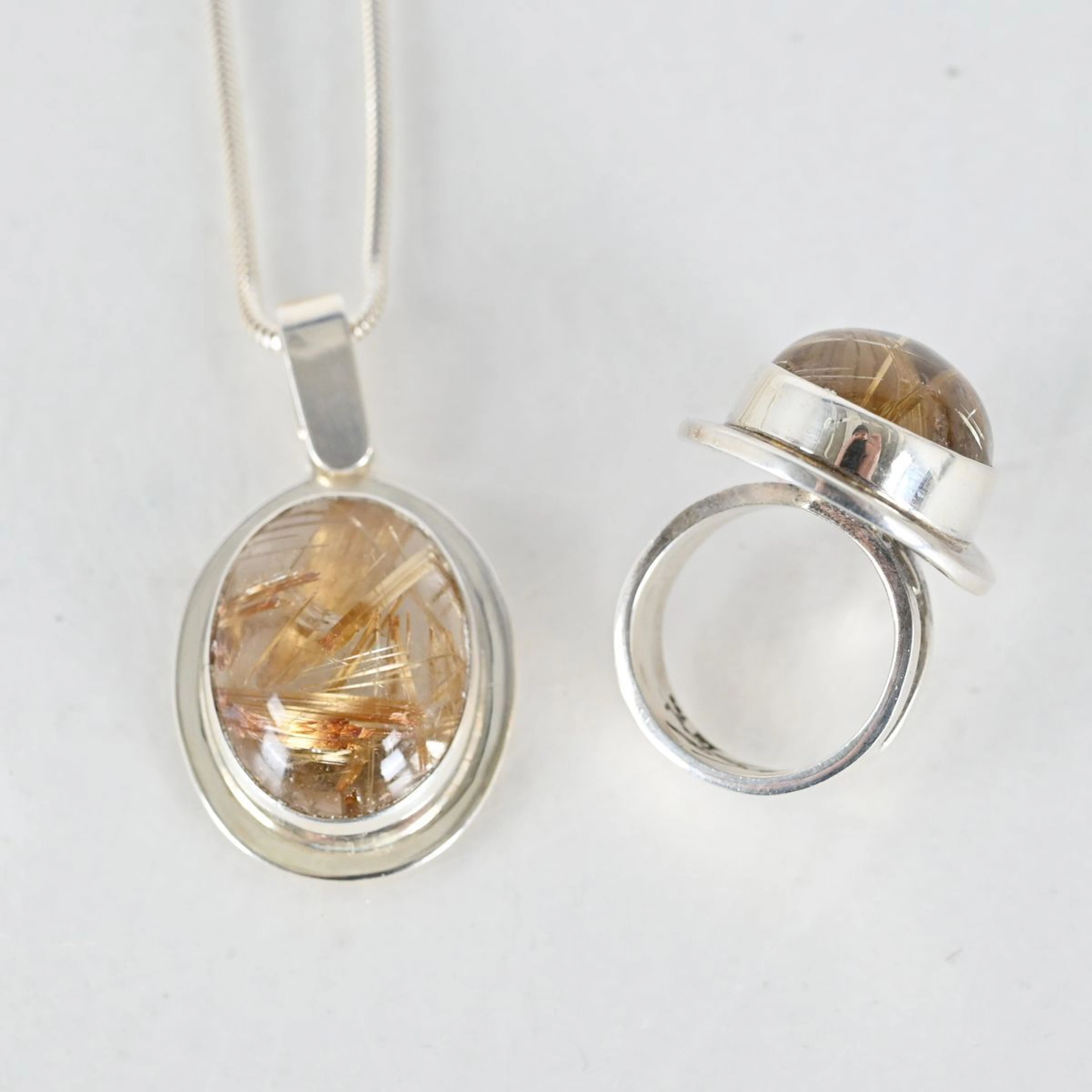 AnnaMaria Öberg, Halsband med hänge, Ring, Sterling Silver och rutilkvarts