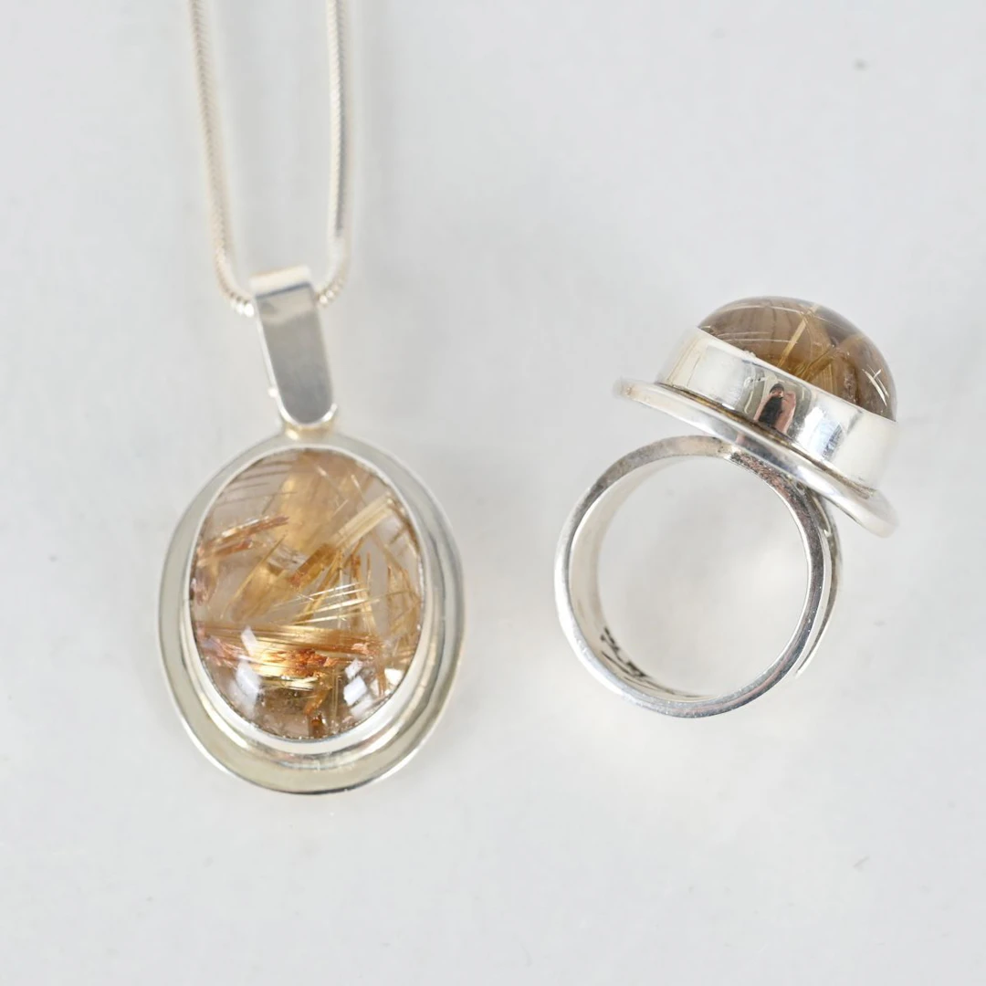 AnnaMaria Öberg, Halsband med hänge, Ring, Sterling Silver och rutilkvarts