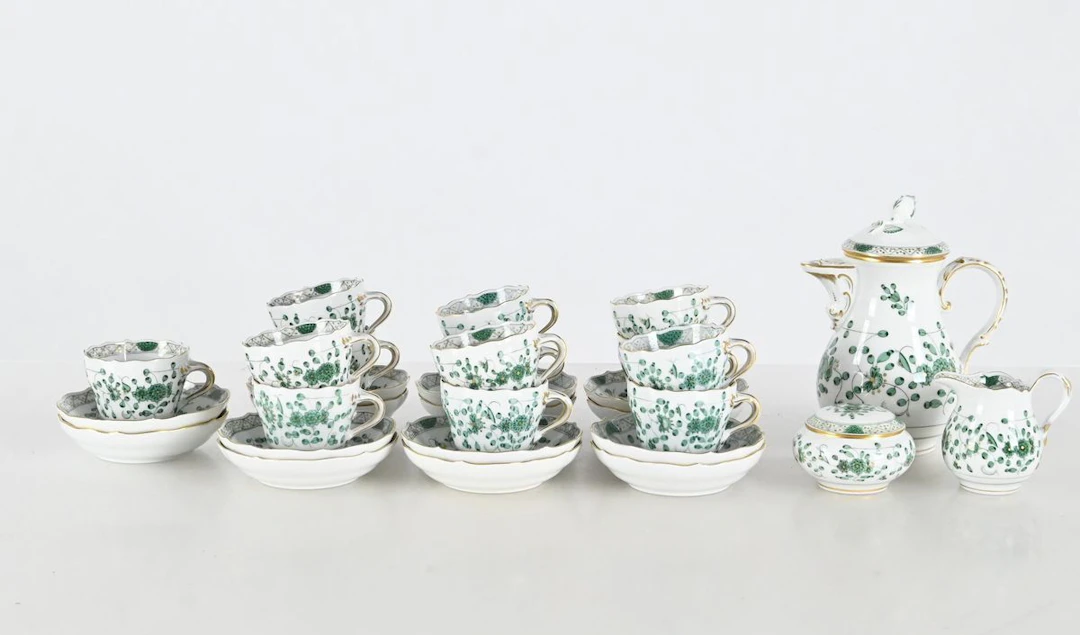 Moccaservis "Indisk grön", Meissen