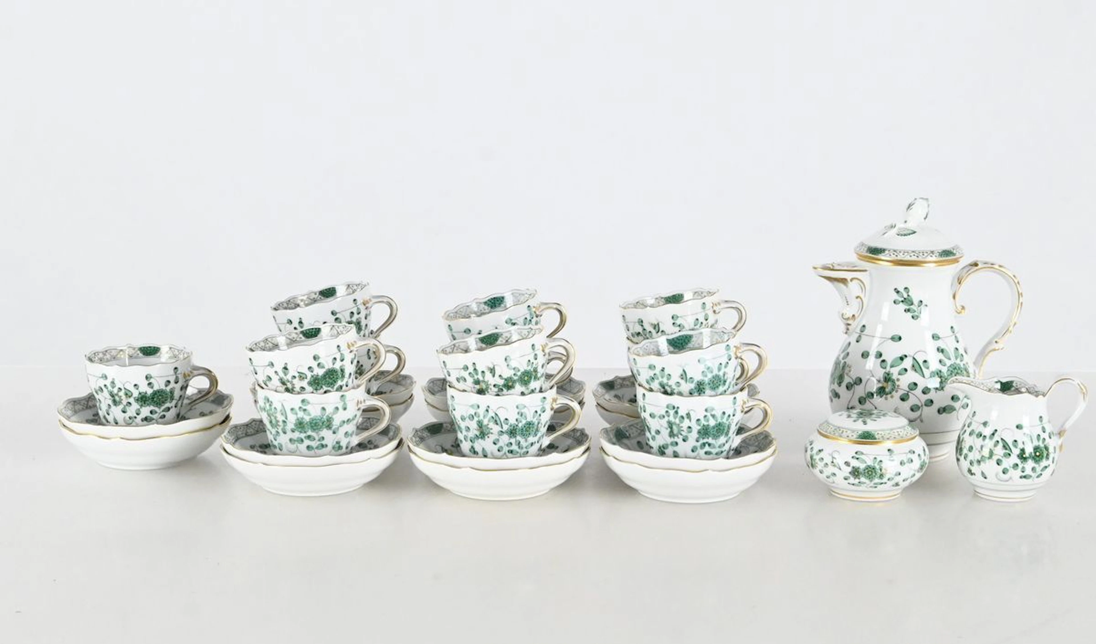 Moccaservis "Indisk grön", Meissen