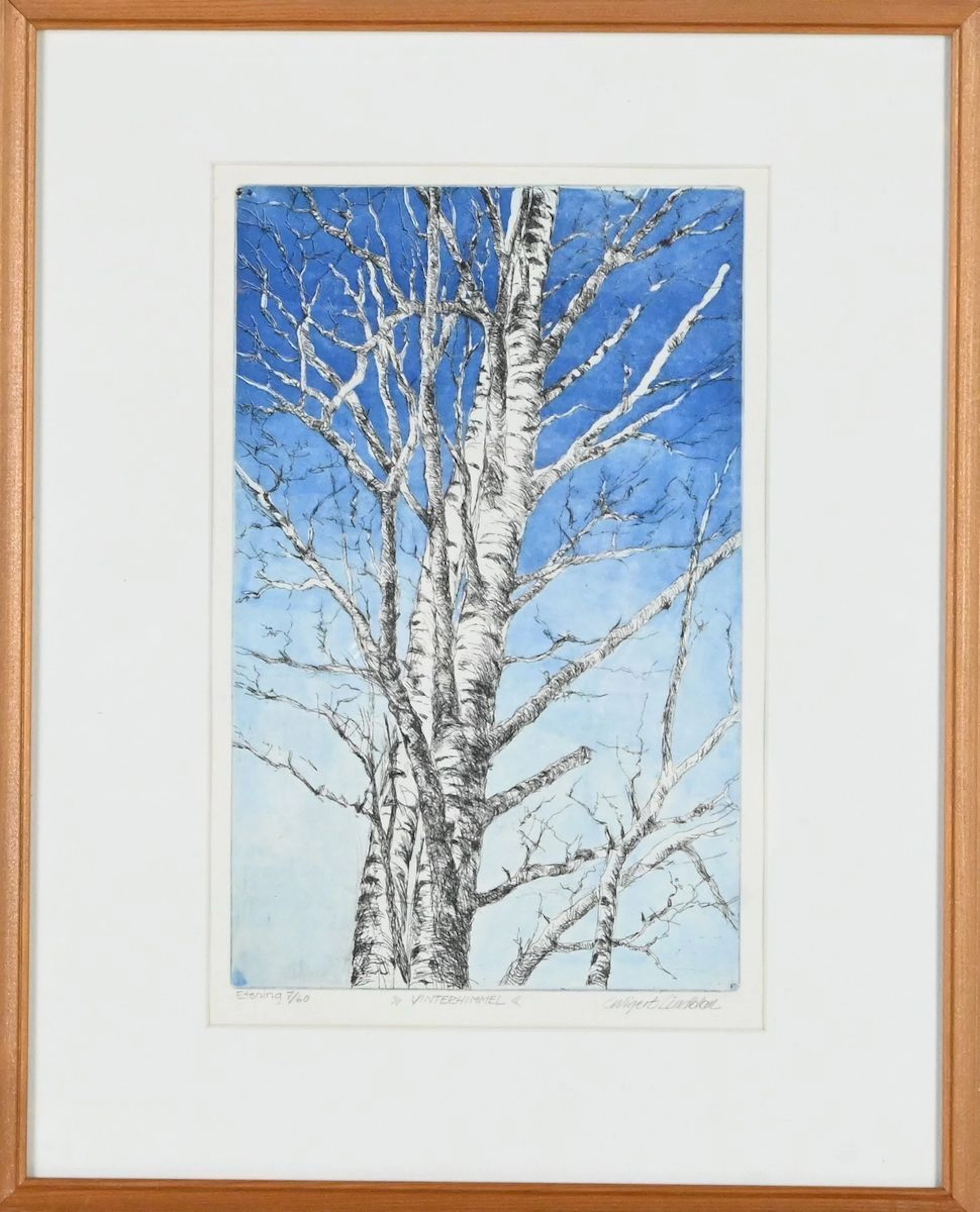 Wigert Lindblom, Färgetsning "Vinterhimmel", nr och signerad