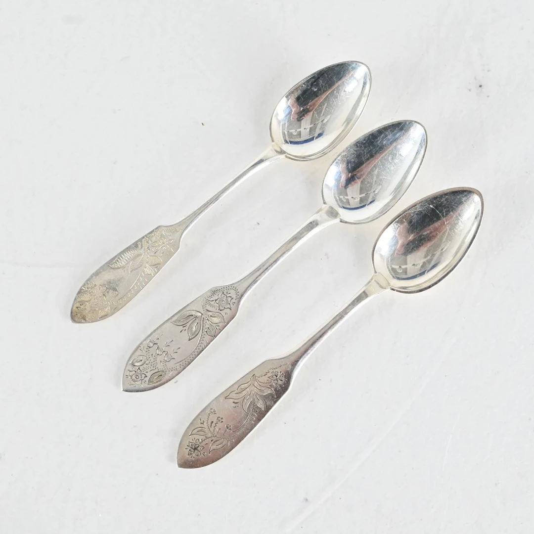 Kaffeskedar, 3 st, Finnmyrten / Tornedal, silver