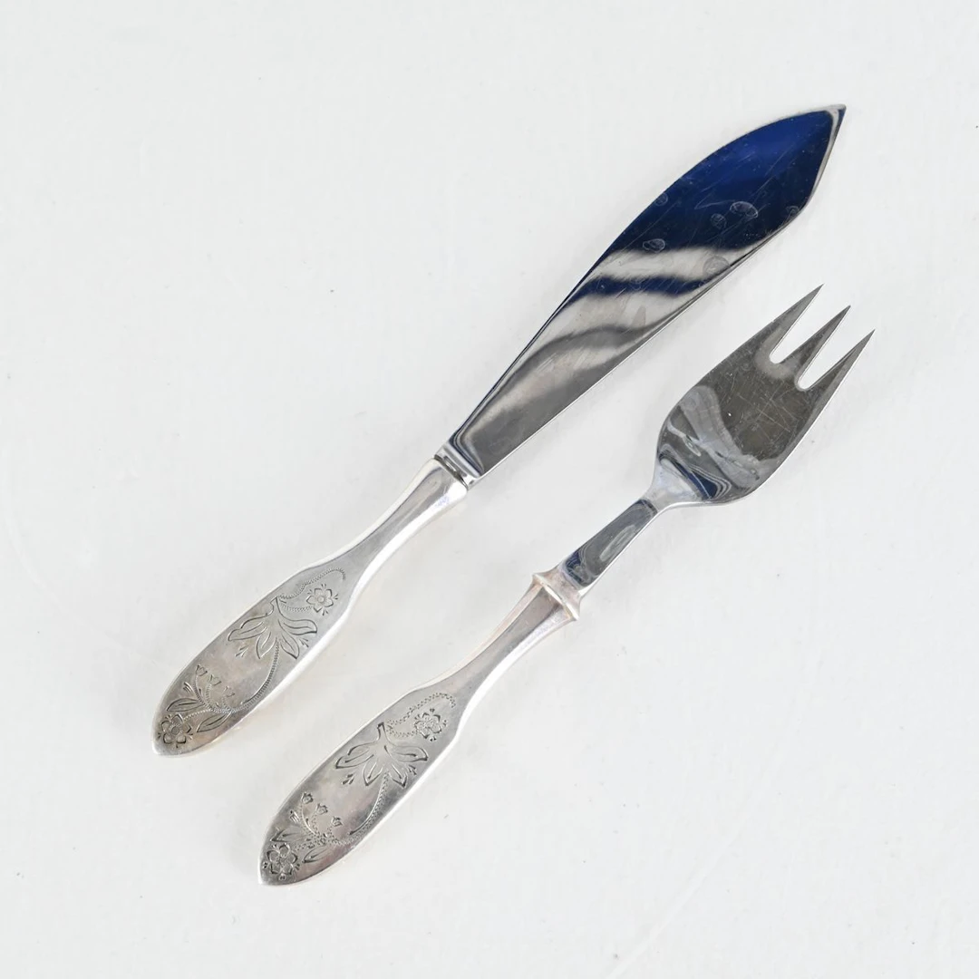 Tårtbestick, 2 st, Tornedal / Finnmyrten, silver, MEMA