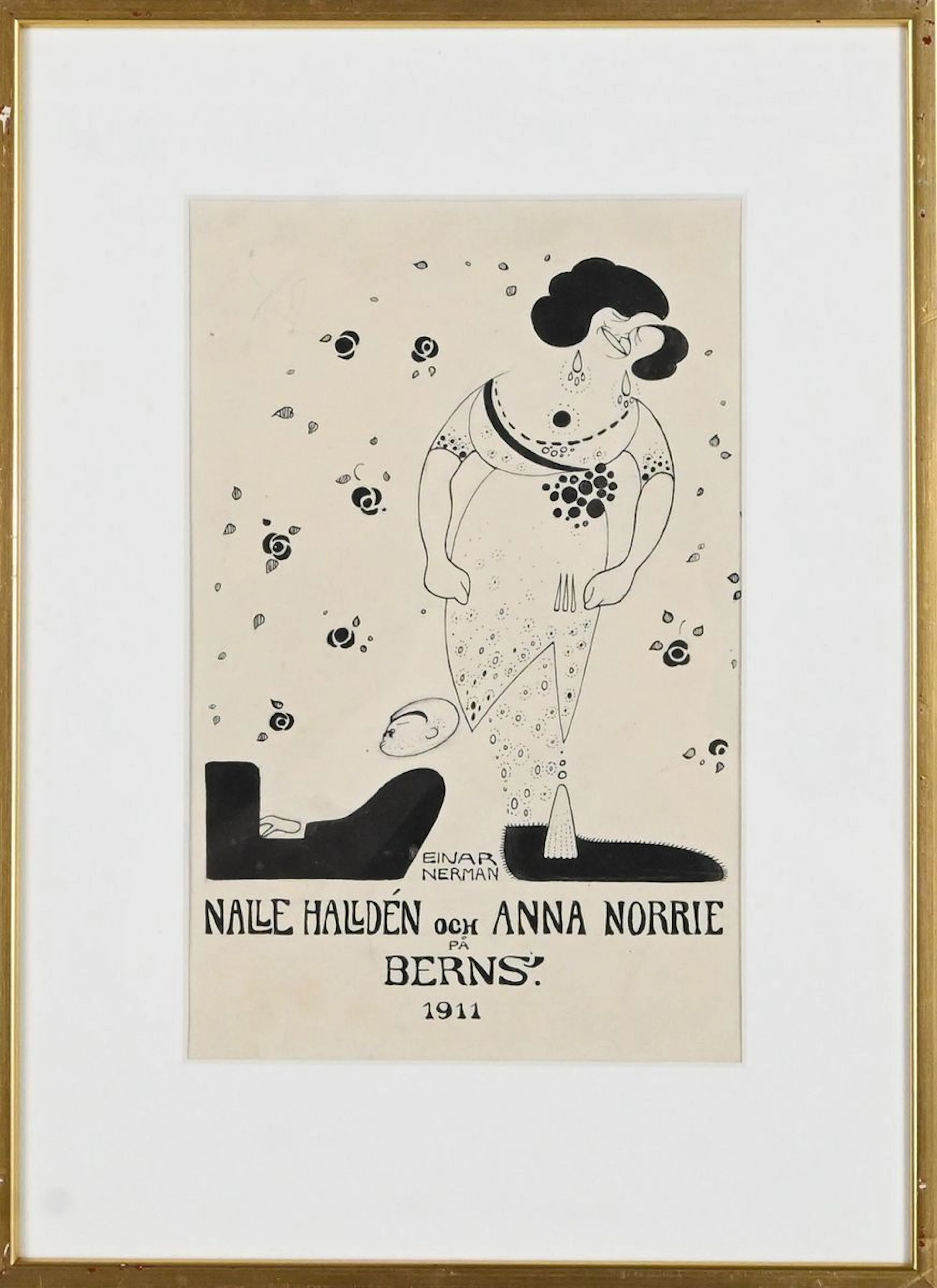 Einar Nerman, tuschteckning, signerad