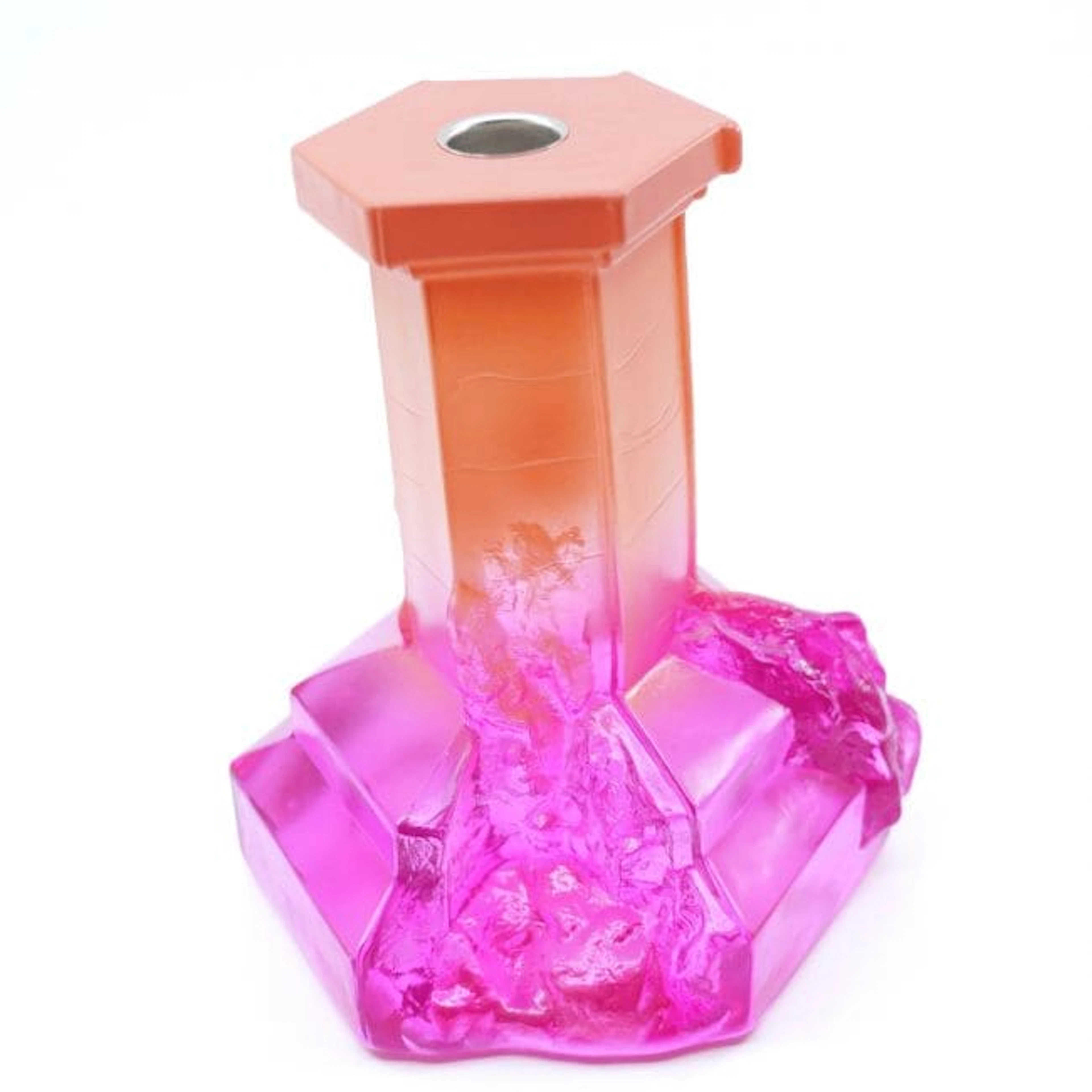 Ljusstake, Kosta Boda, Rocky Baroque, design: Hanna Hansdotter, rosa/aprikos