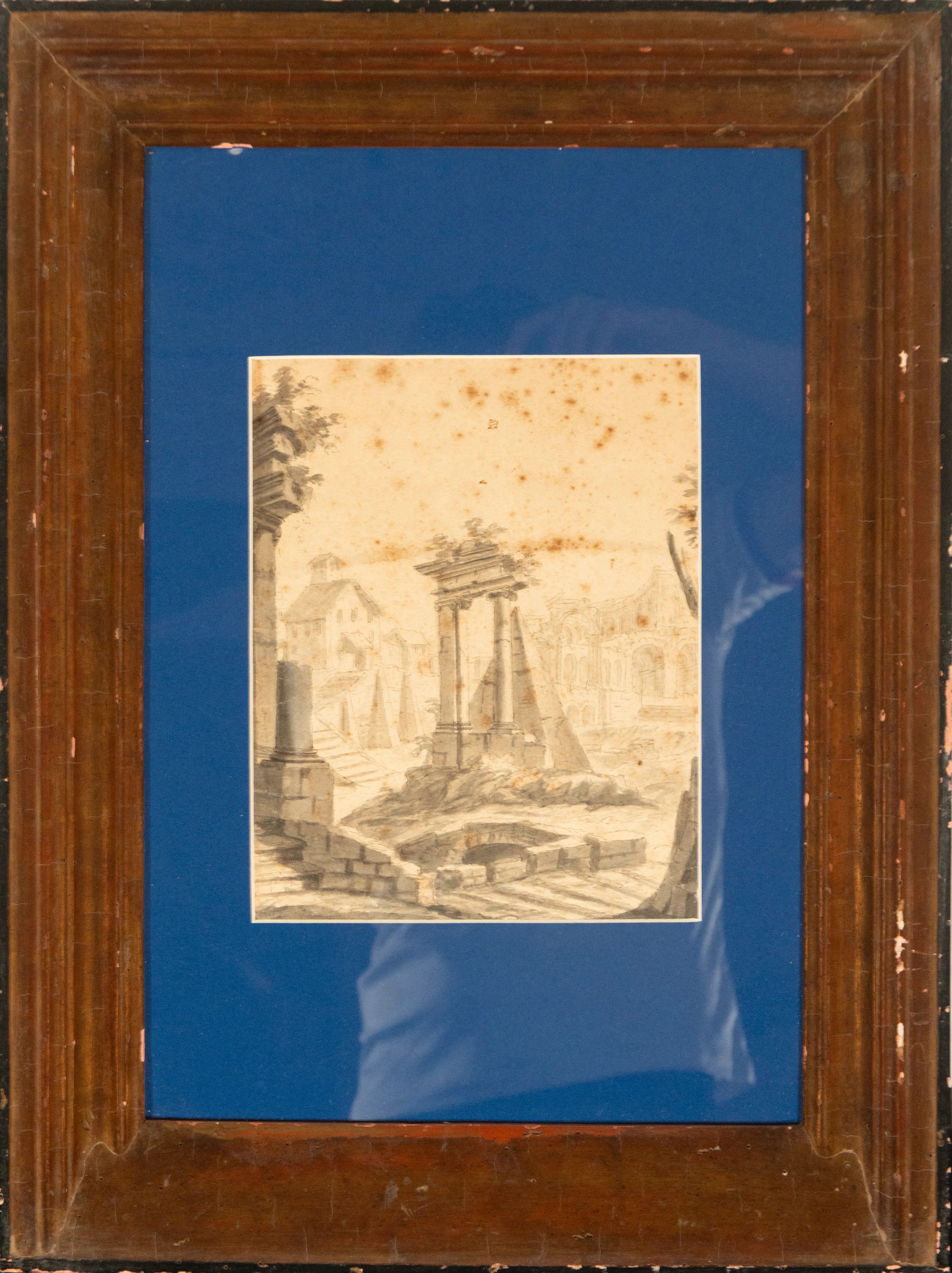 Drawing of an 18th-century Italian architectural landscape