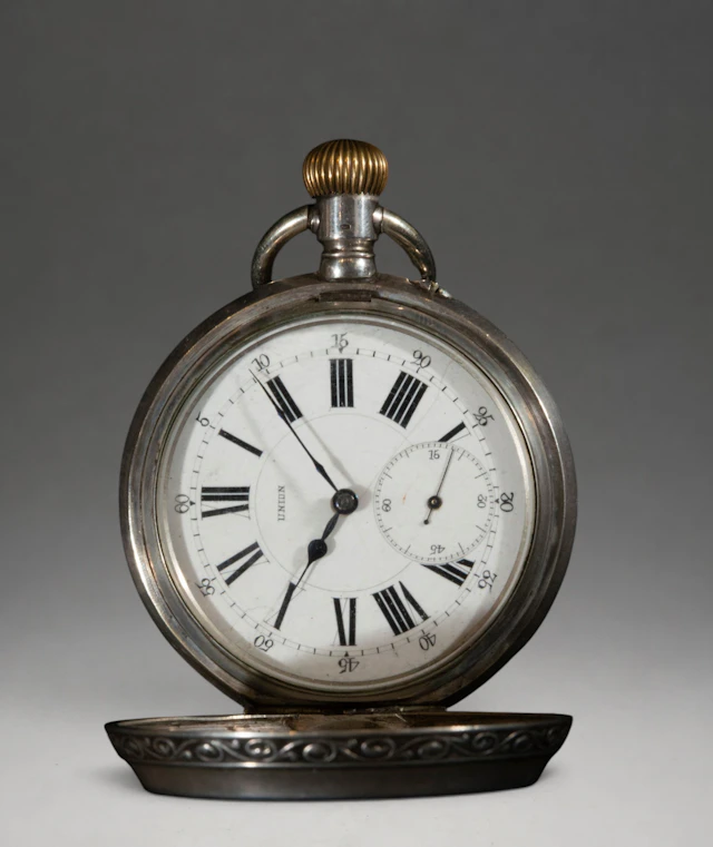 Pocket watch with hinged cover and Roman numerals