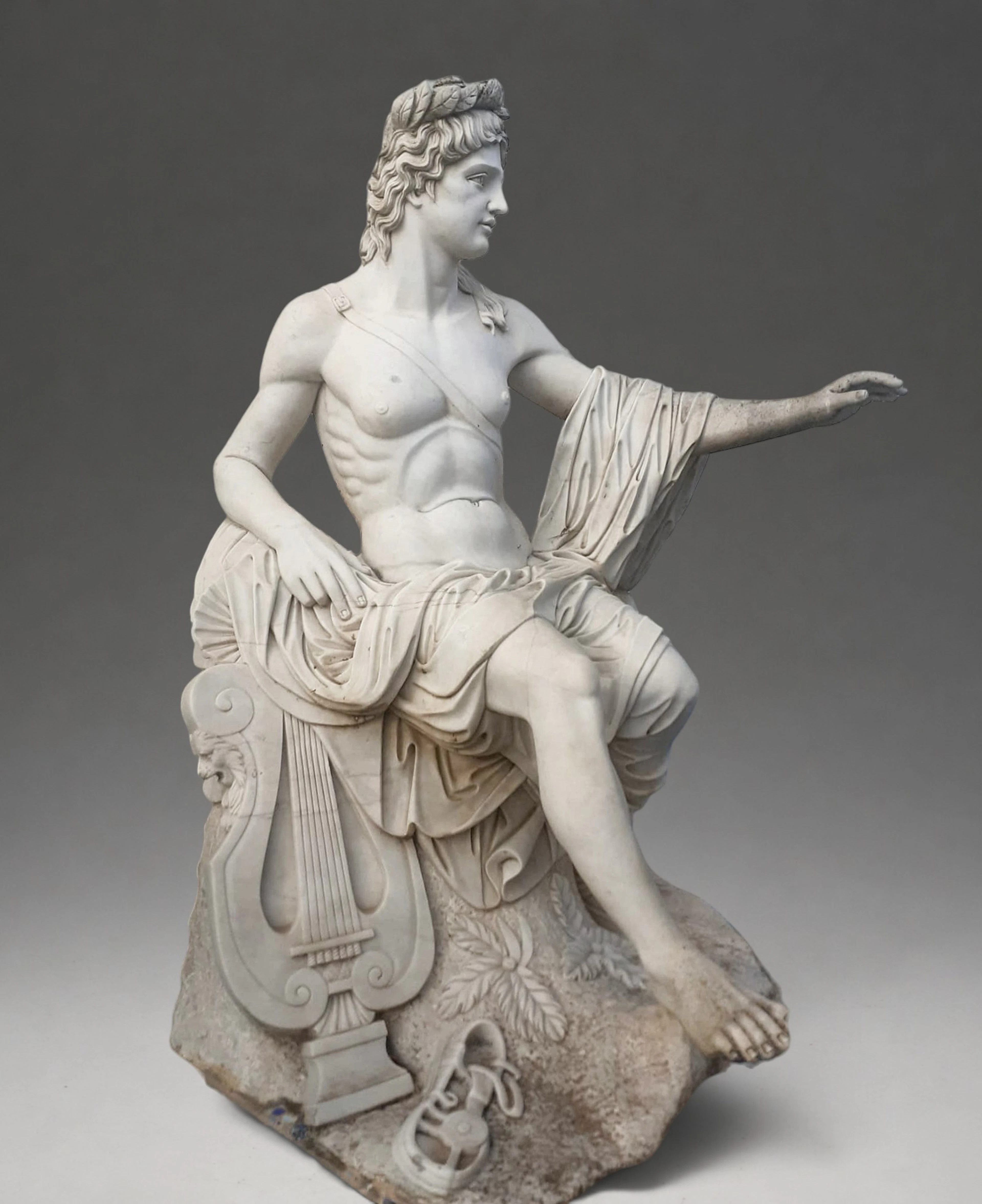 MONUMENTAL GODDESS EUTERPE IN WHITE MARBLE - 20TH CENTURY