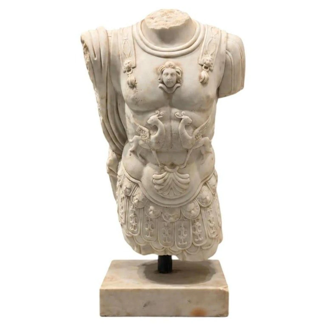 Male bust with anatomical cuirass and winged lions – Italian School
