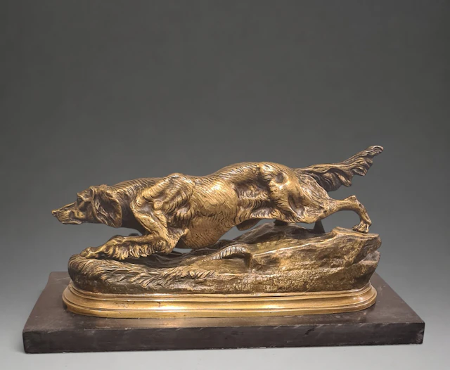 Bronze dog signed by the French sculptor Jules Moignier (1835-1894)