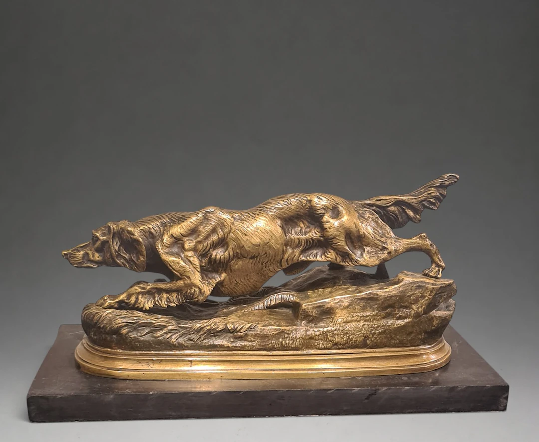 Bronze dog signed by the French sculptor Jules Moignier (1835-1894)