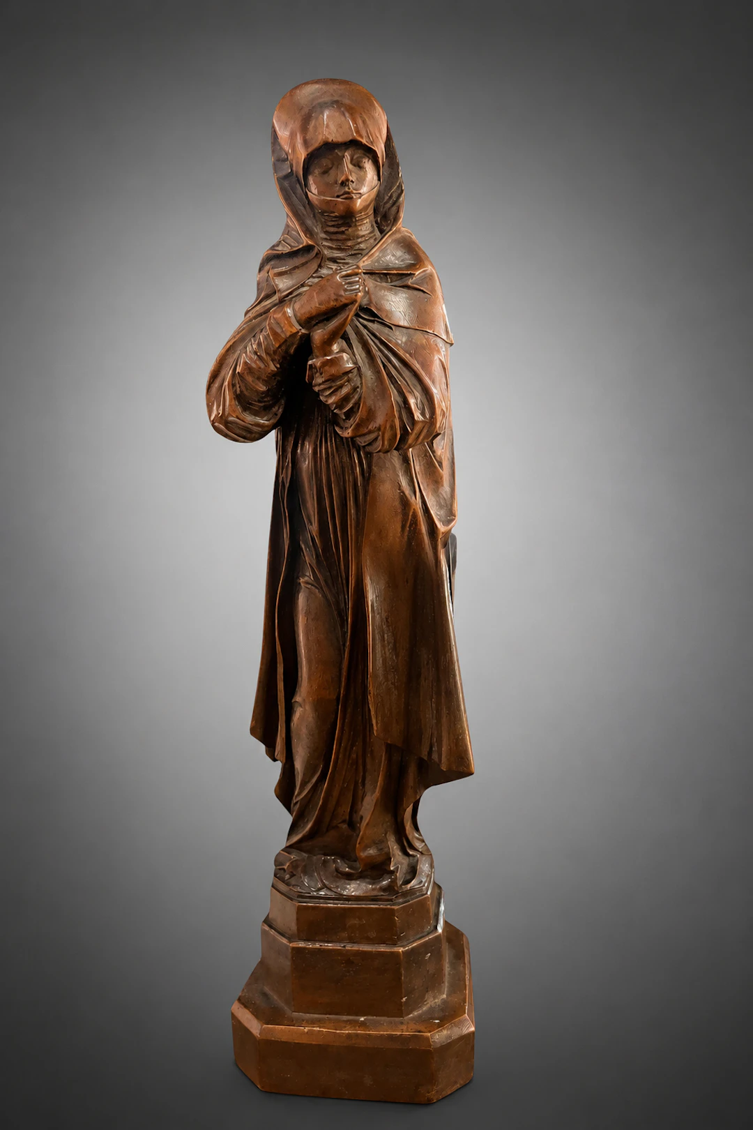 Mourning Magdalene in wood - Based on Flemish Gothic models, 19th century