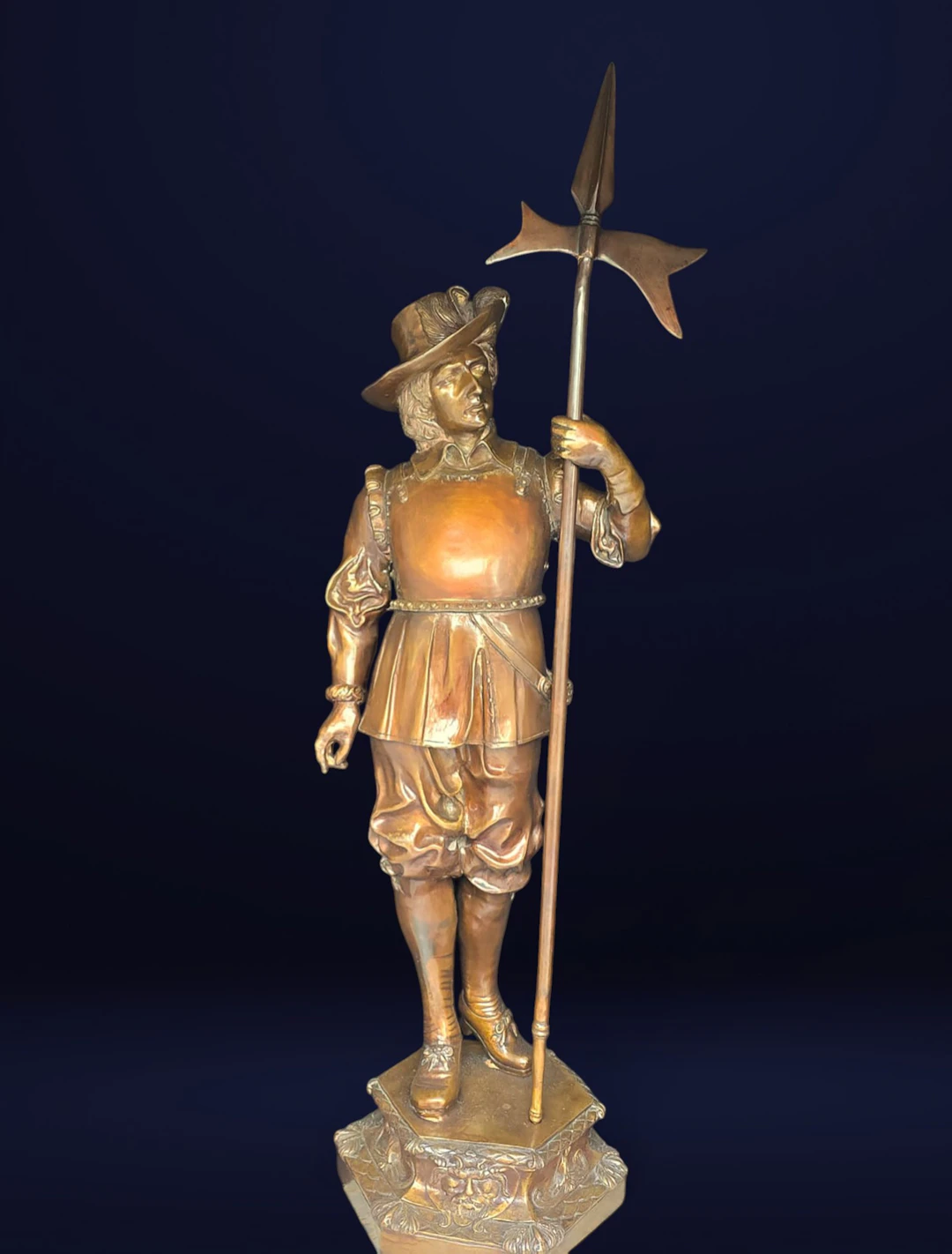 Monumental bronze sculpture of a Musketeer or French Royal Guard in