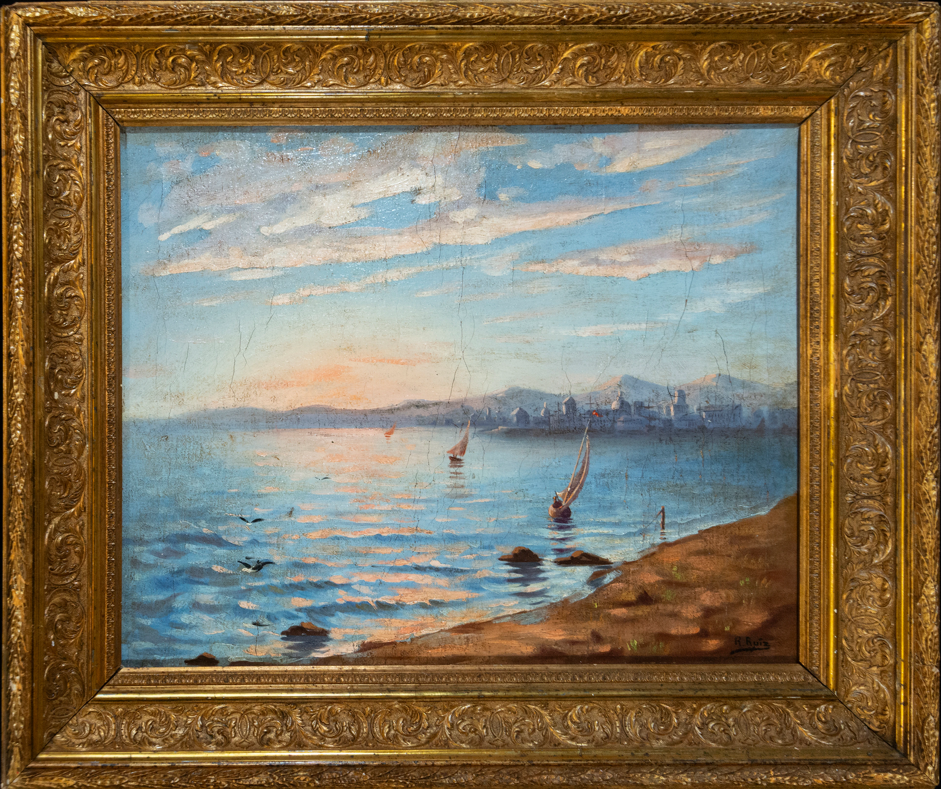 Seascape with sailing vessels – Dutch School – 19th century