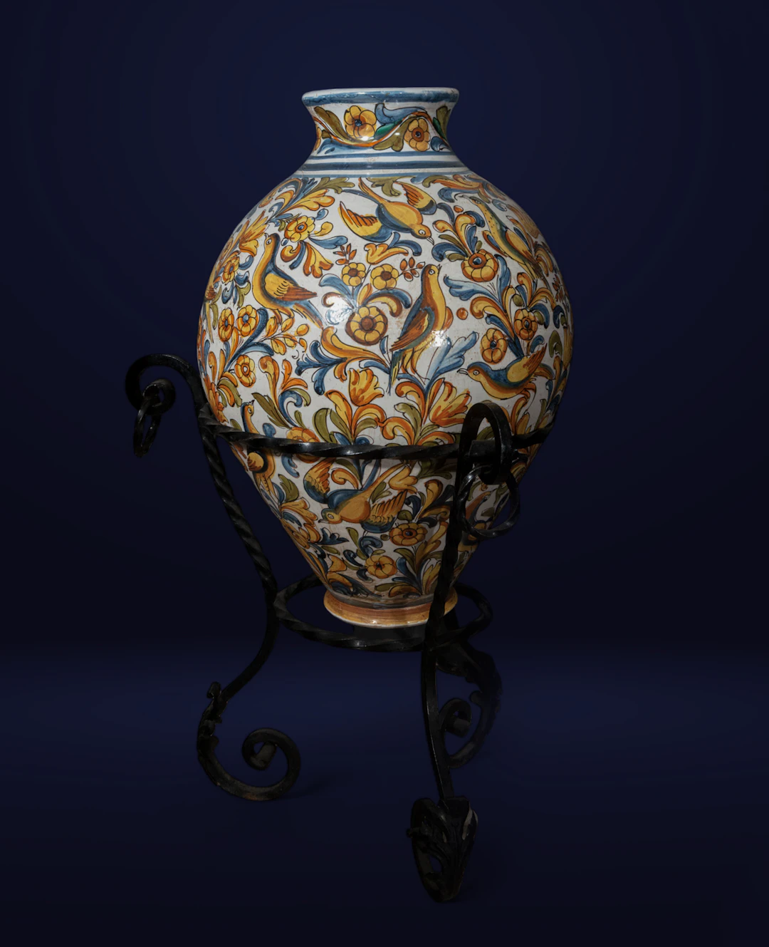Large Vase or Planter in Triana Reflection Ceramic, 19th Century