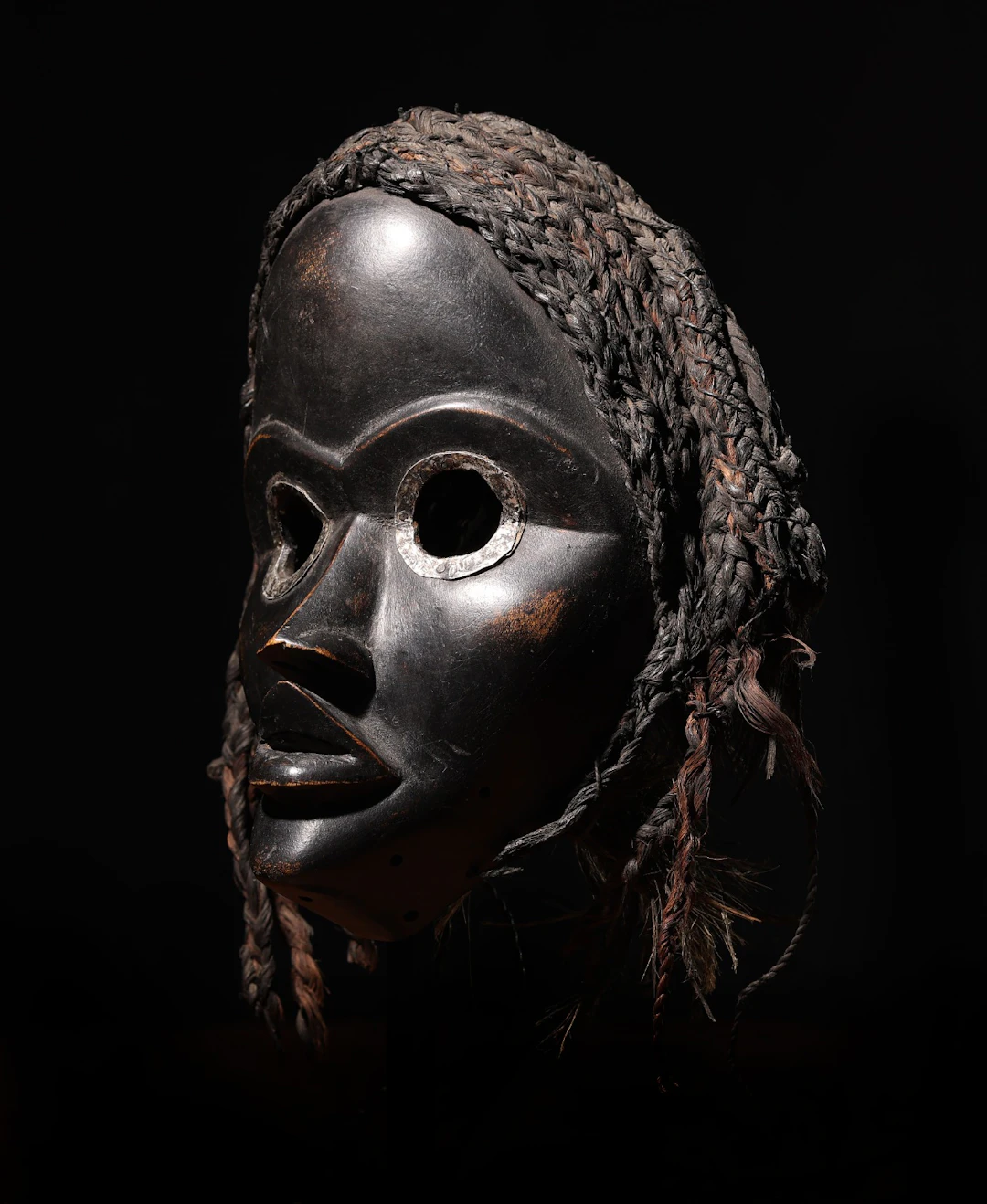African Art - Rare Dan Mask, silver and natural hair, 19th-early 20th century