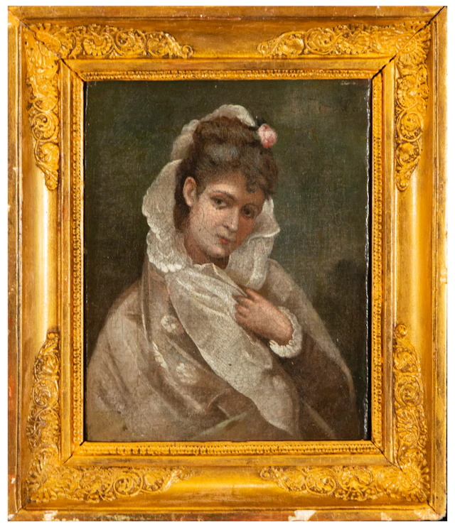 Portrait of a young woman with a white mantilla – Spanish Aragonese