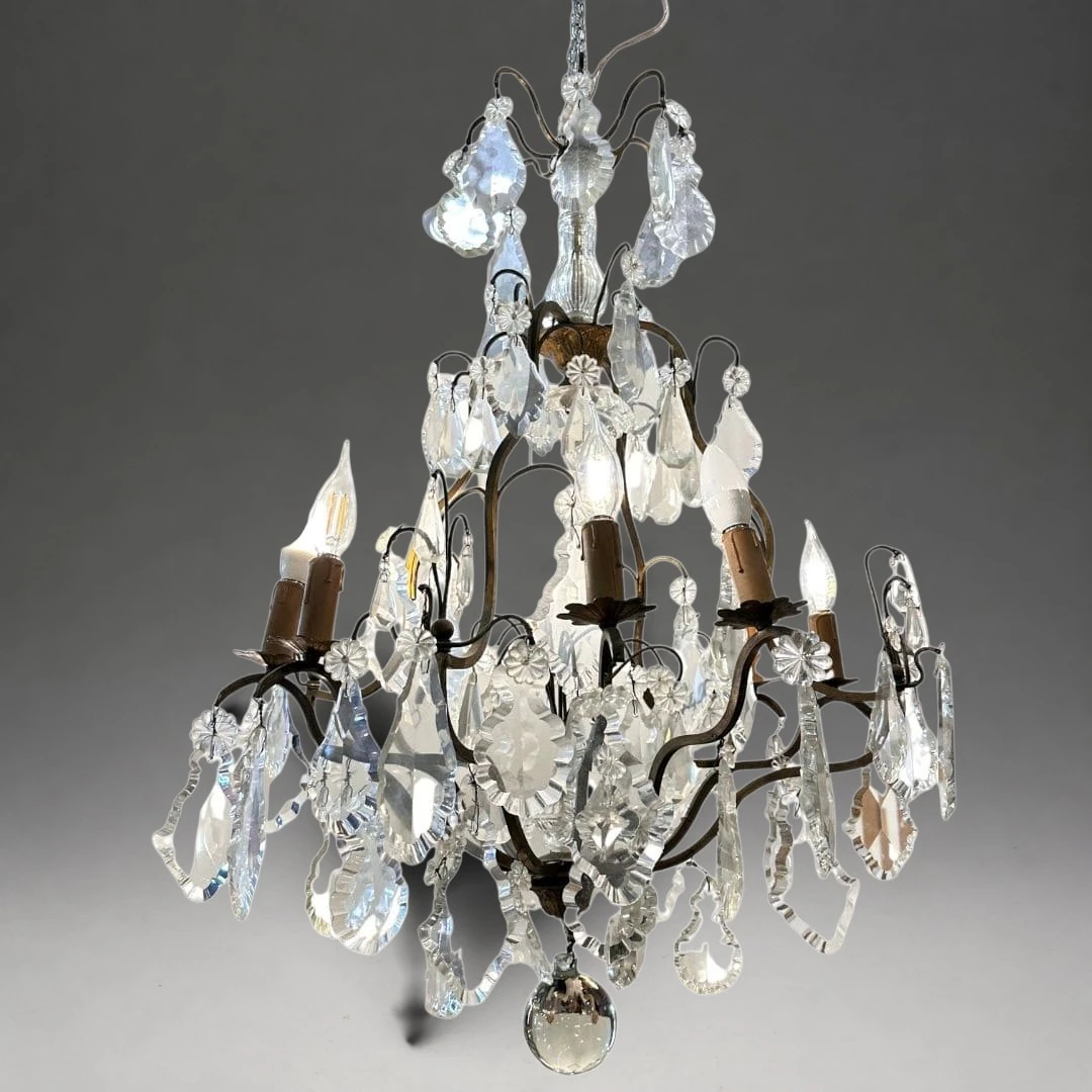 CHANDELIER, CUT ROCK CRYSTAL, LOUIS XV, NAPOLEON III PERIOD, CIRCA