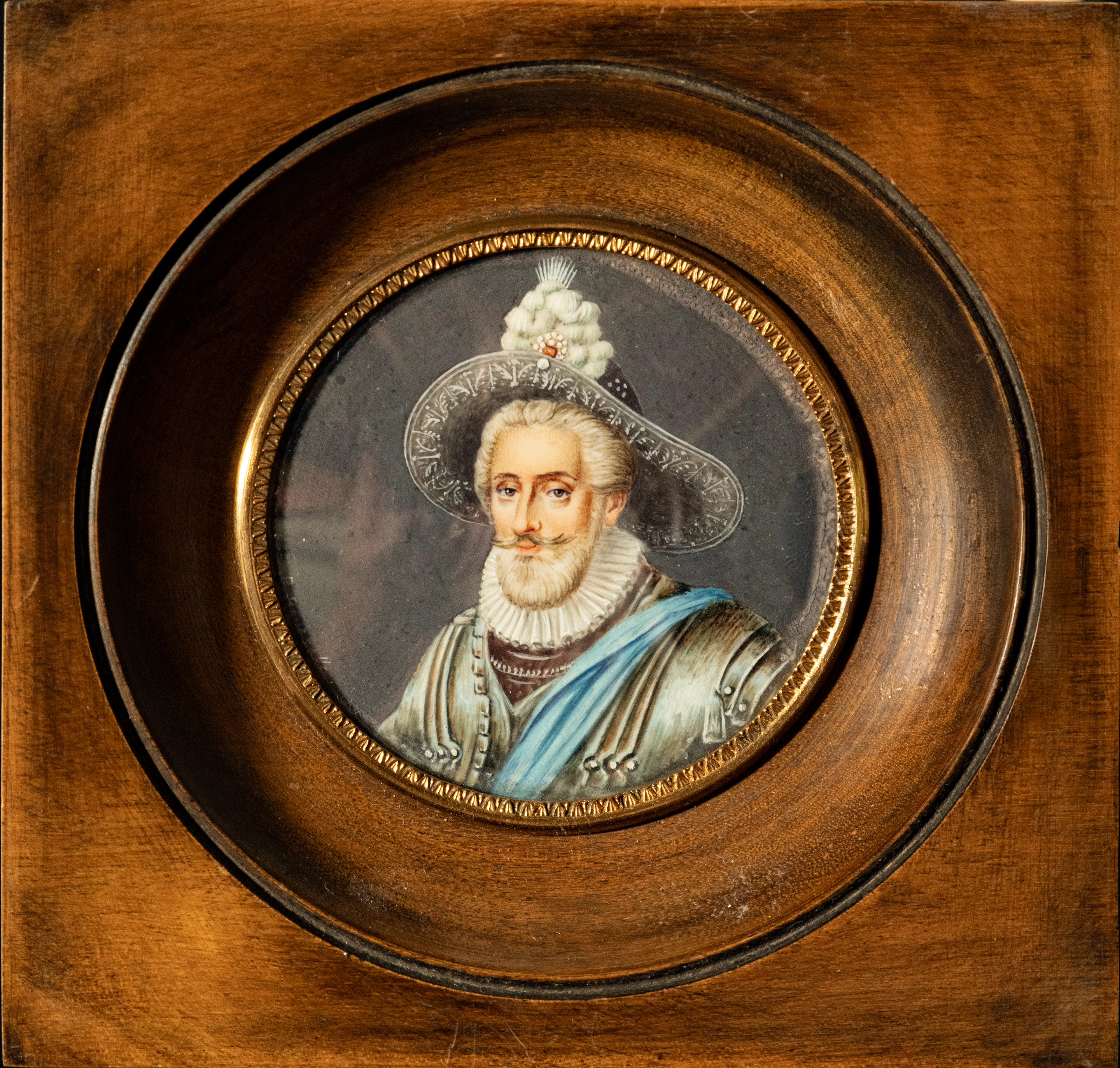 Miniature of Henry IV of France, 19th century, signed Rousselle