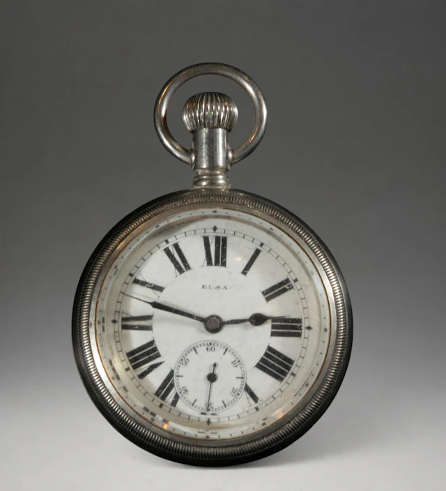 Pocket watch with Roman numerals and second hand