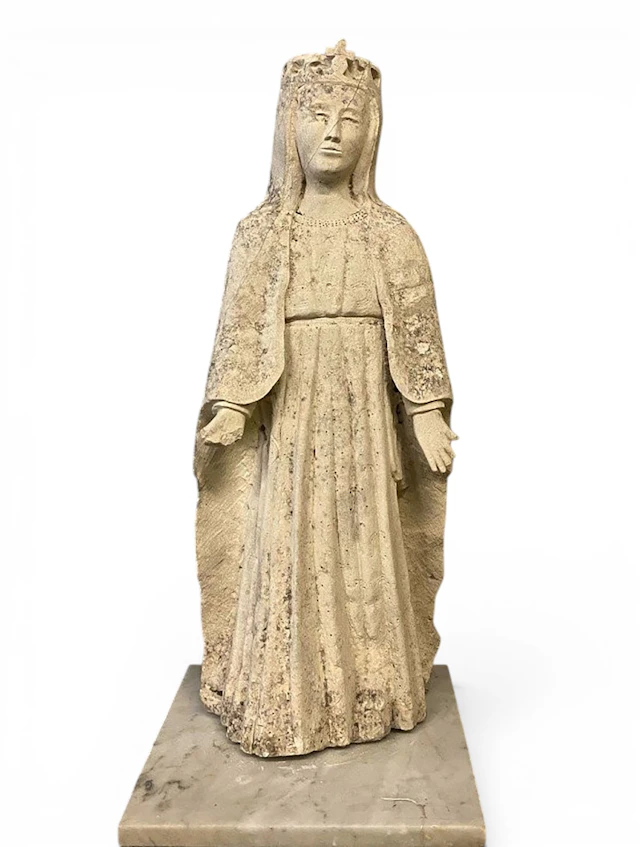 Gothic Virgin Mary in prayer, crowned, central Italy or France, late