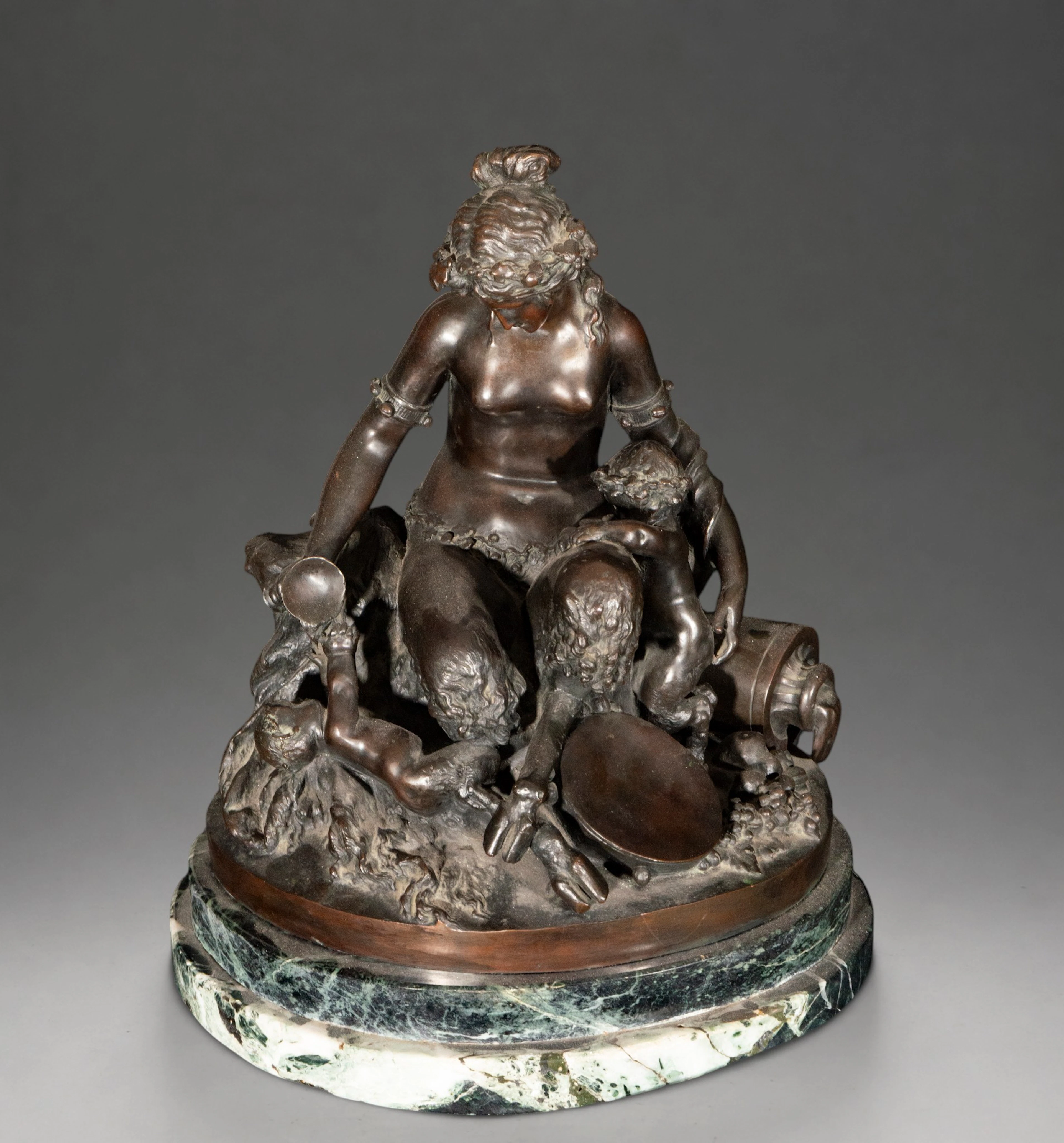 Sculptural group with female figure and children, signed “Clodion”
