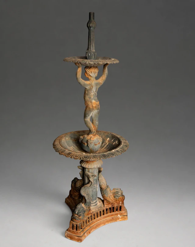 Large ornamental iron garden fountain – European style