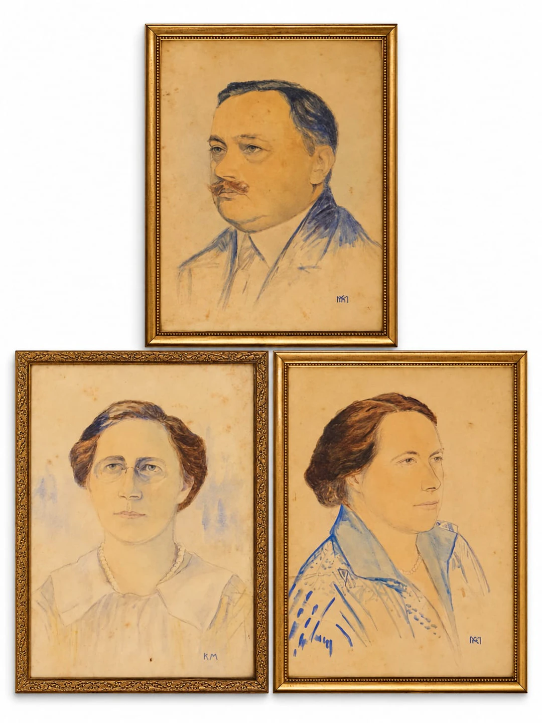Three portraits signed Koloman Moser (Austrian,1868 – 1918)