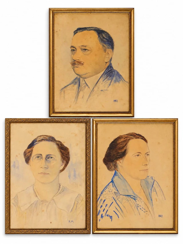Three portraits signed Koloman Moser (Austrian,1868 – 1918)