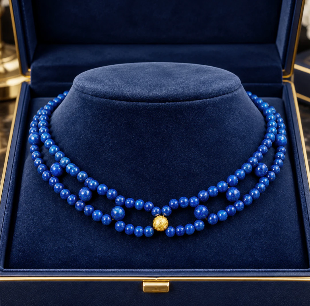 Vintage choker with natural lapis lazuli design. El Greco Tower. Weight: