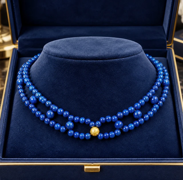 Vintage choker with natural lapis lazuli design. El Greco Tower. Weight: