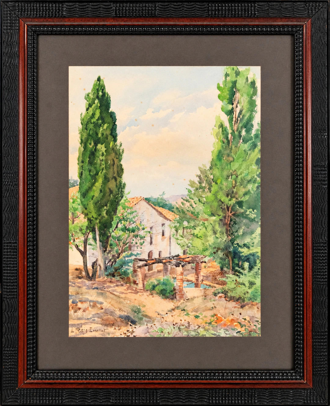 Village with cypress - Lluis ROIG ENSEÑAT (1870-1949)
