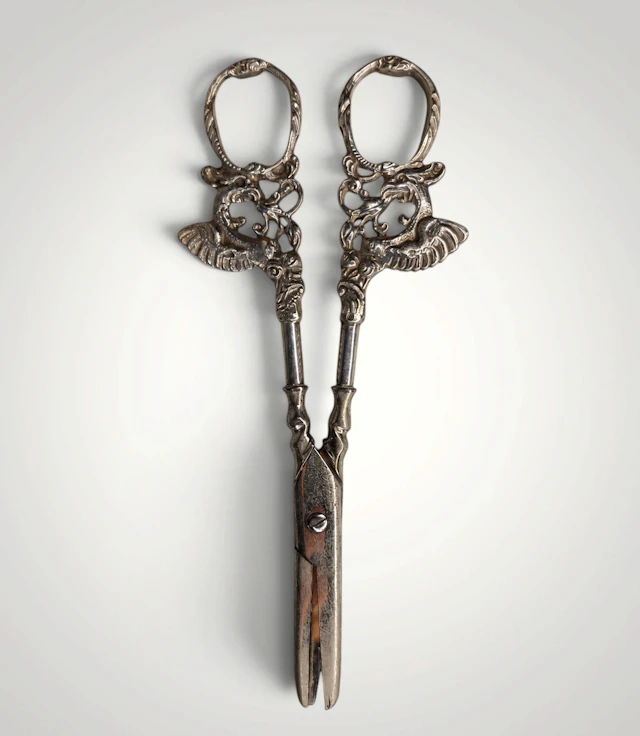 Antique Victorian Scissors with silver handles