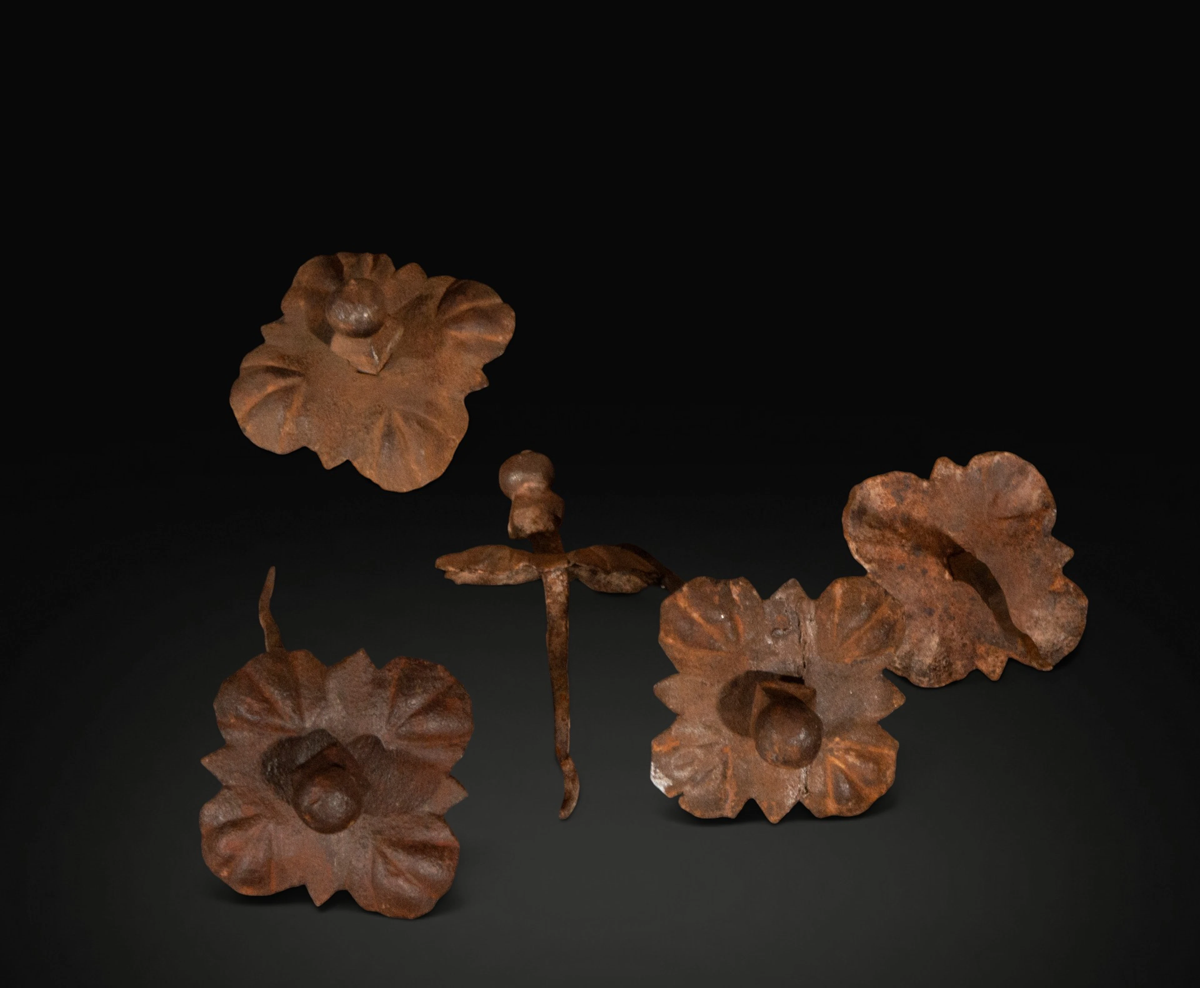 Set of 63 decorative wrought iron nails – 19th century
